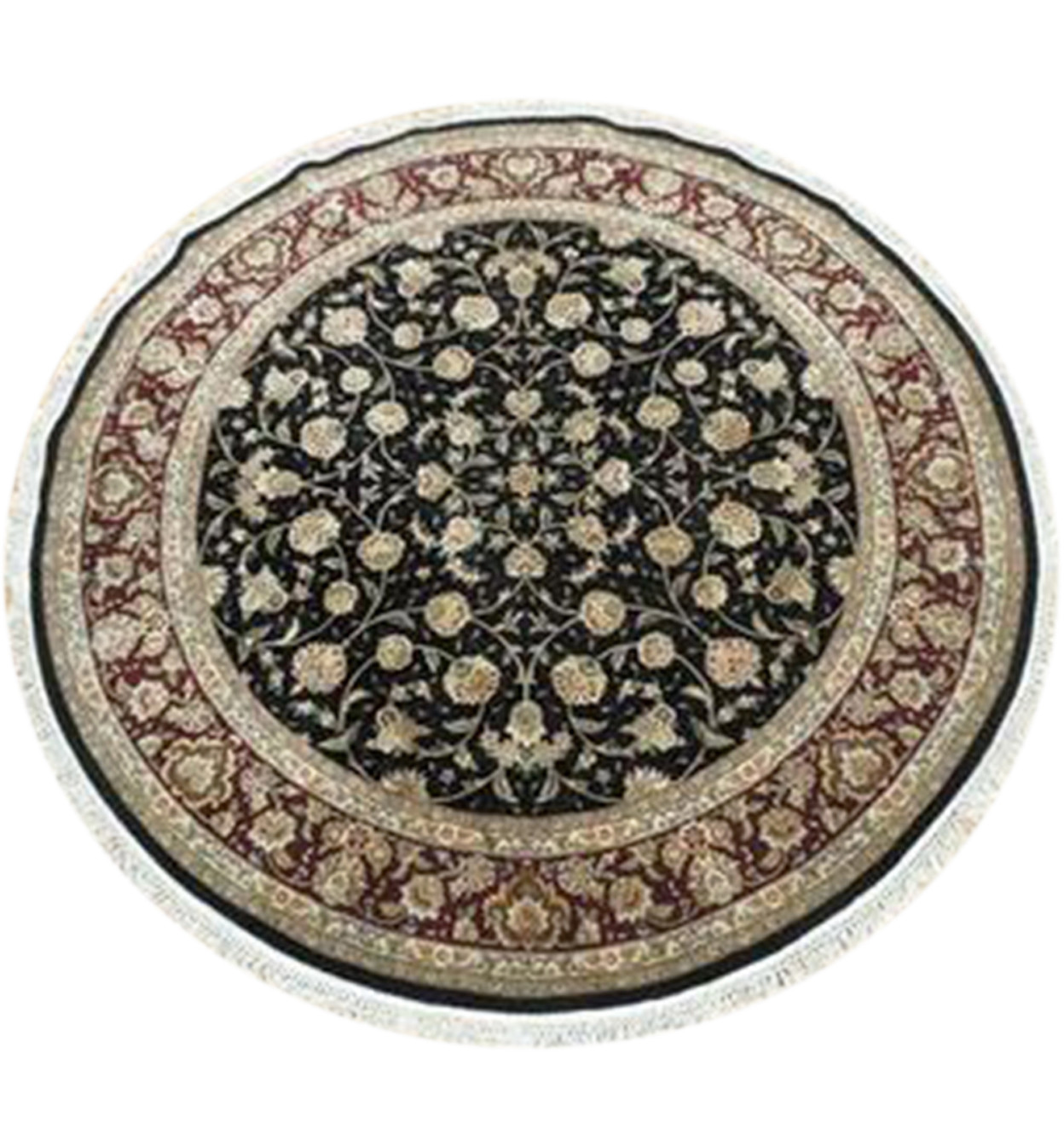 6 x 6 Oriental Tabriz Round Rug Wool & Silk