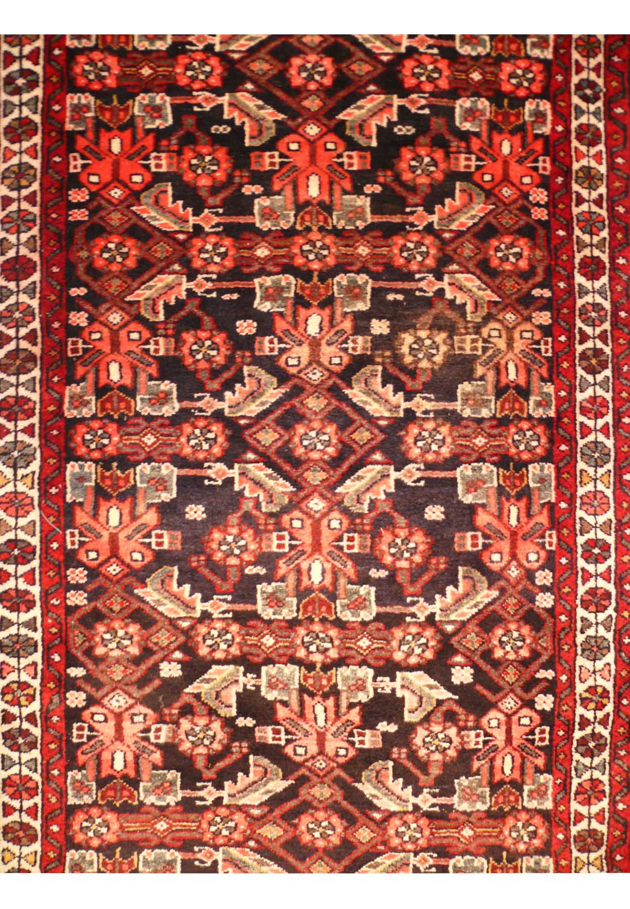 Medallion of a 3x10 Persian Hamedan Runner Rug