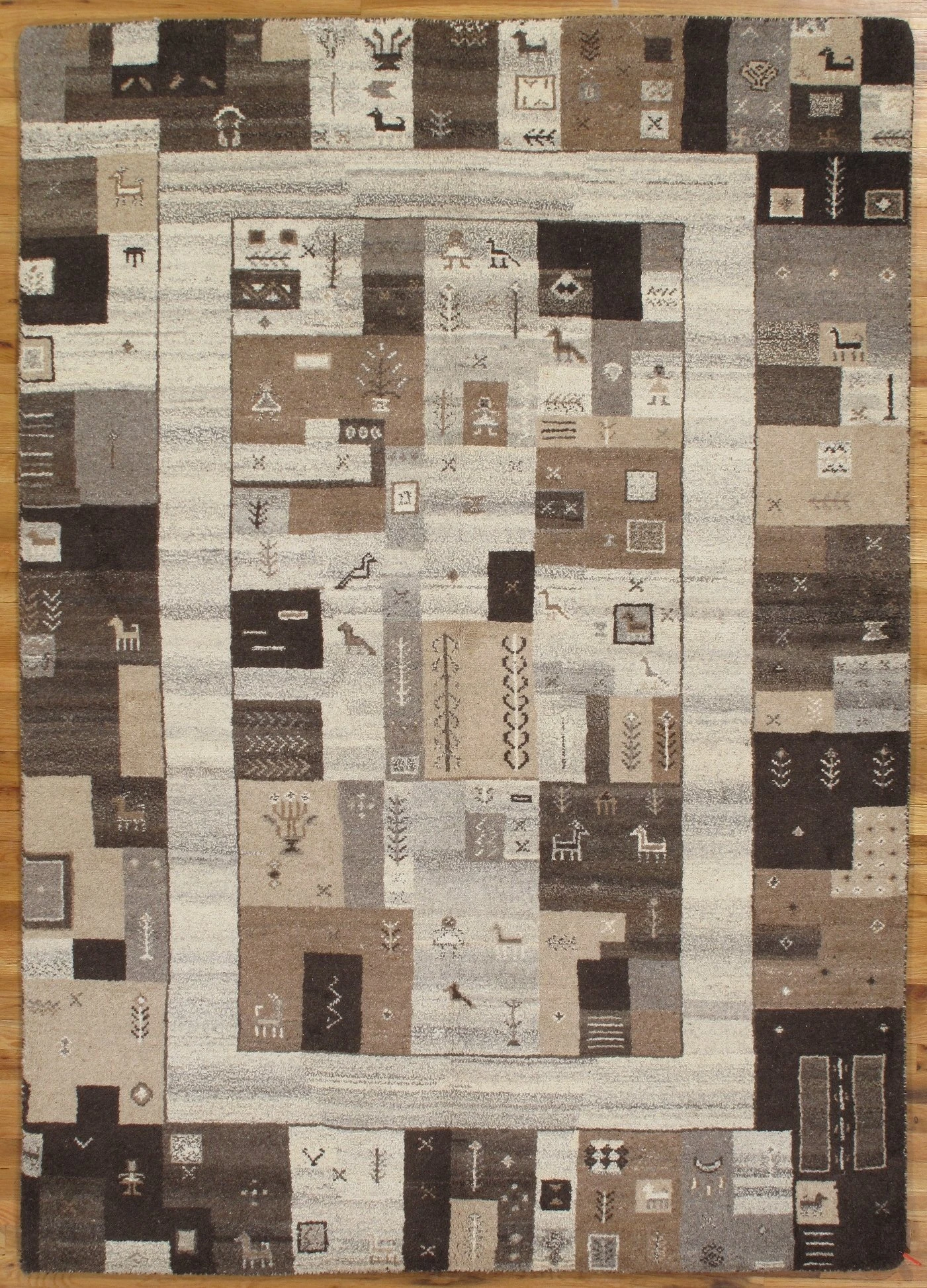 Small 2x4 Modern Rug New Modern Shades of Gray BROWN Wool Hand-knotted GABBEH