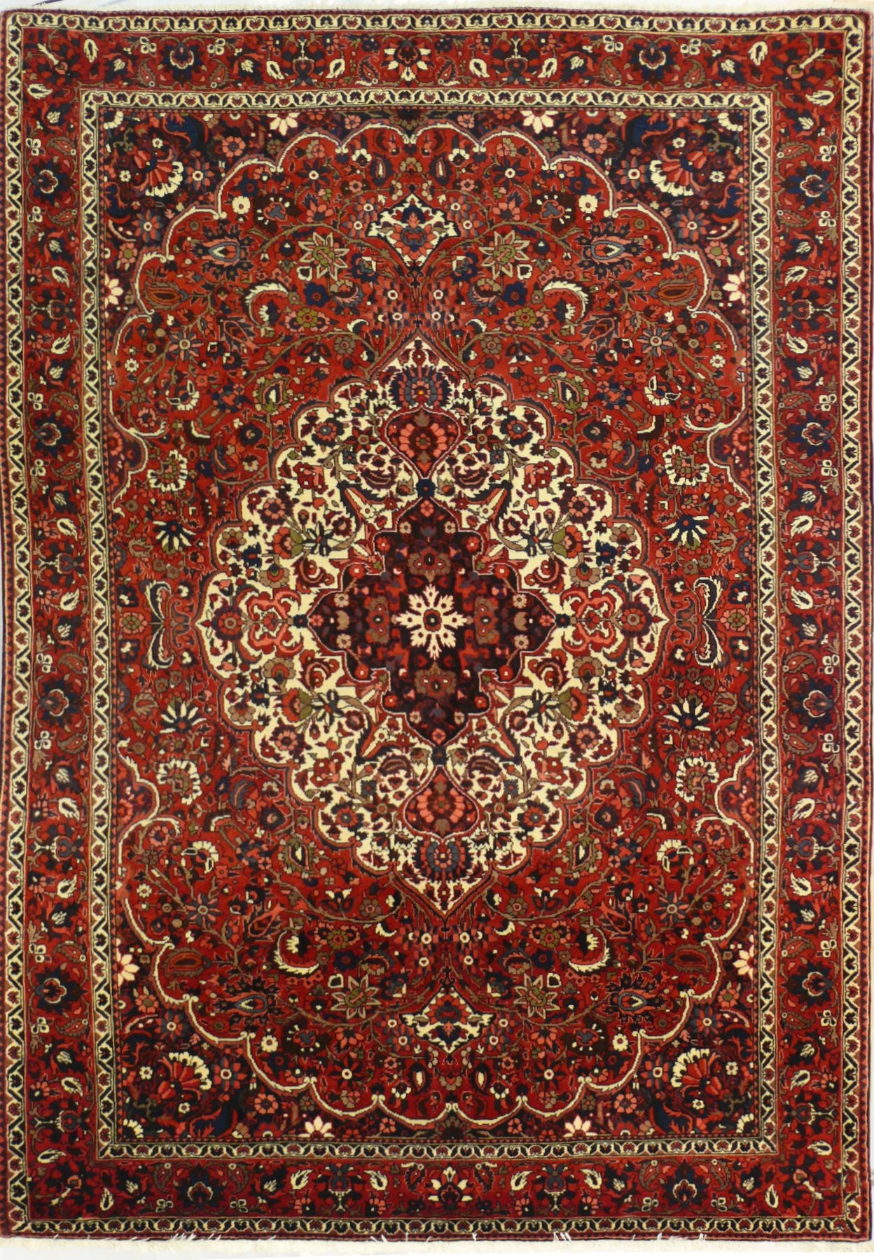 Persian Bakhtiar Rug - 7x10, Unique Geometric Design, Full View