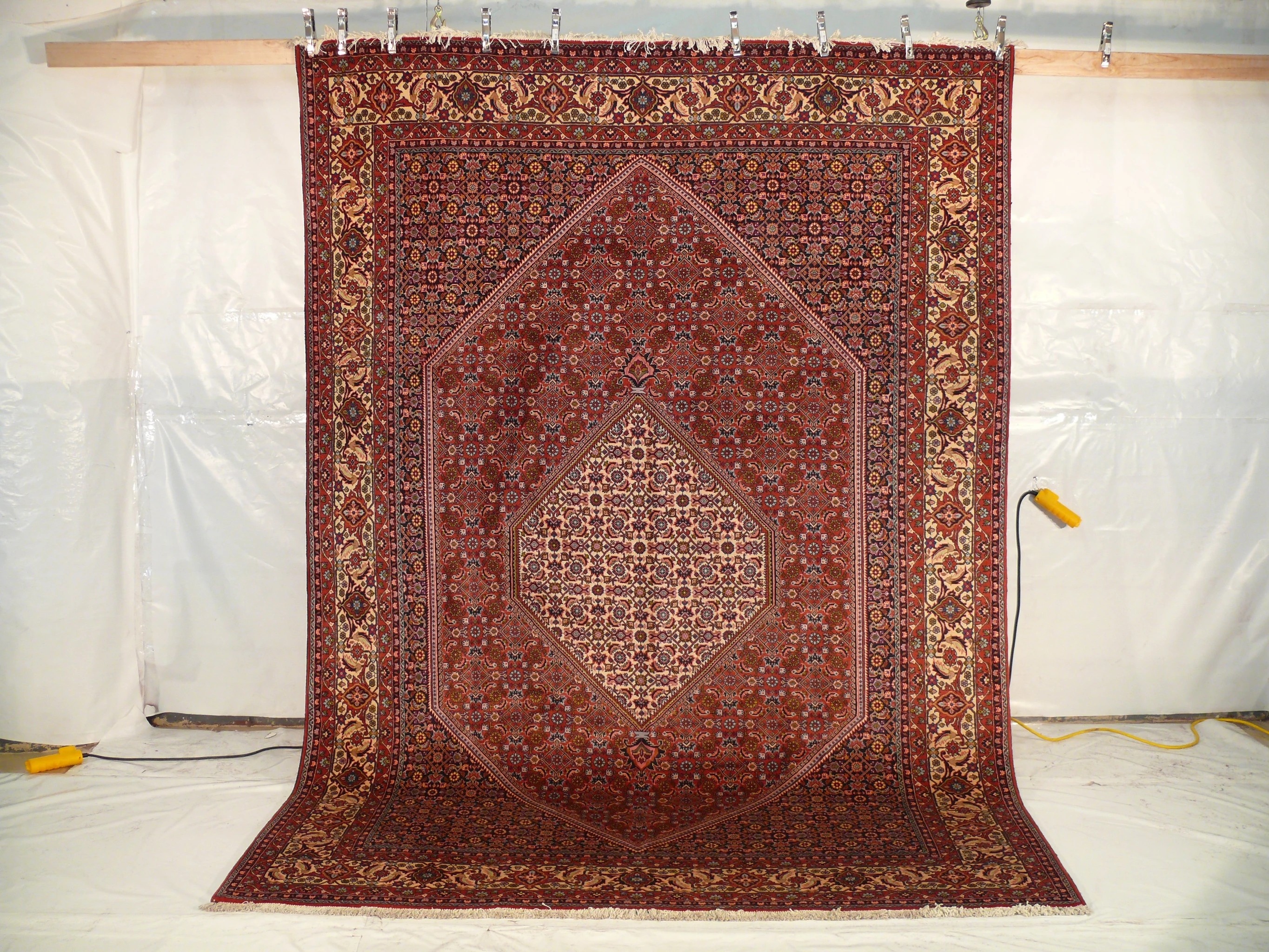 8x11 Handmade Bijar Rug - Full view of rug, featuring traditional Persian design and bold colors