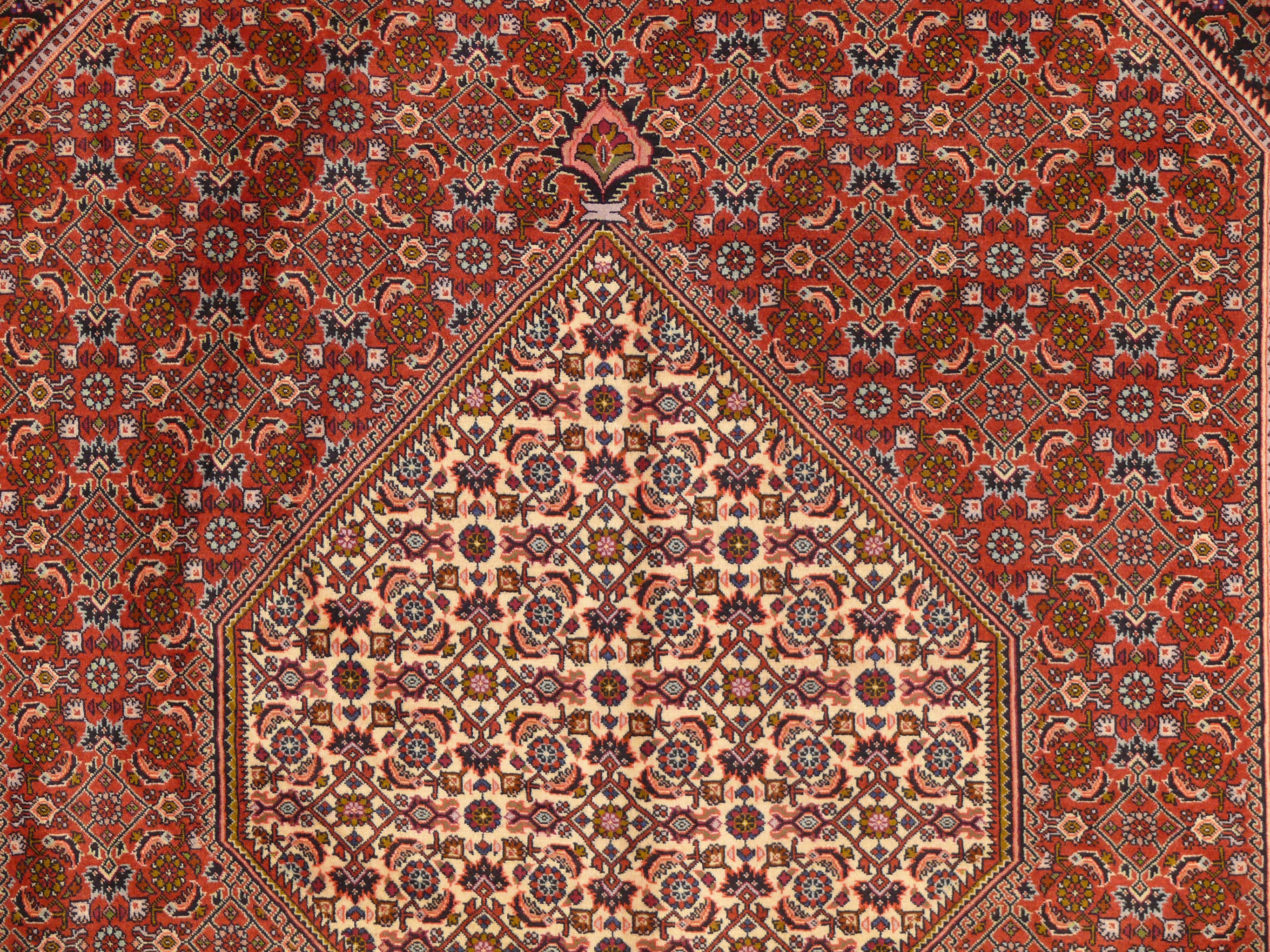 Handmade Bijar Rug - Midfield view of rug, highlighting dense pile and durable construction