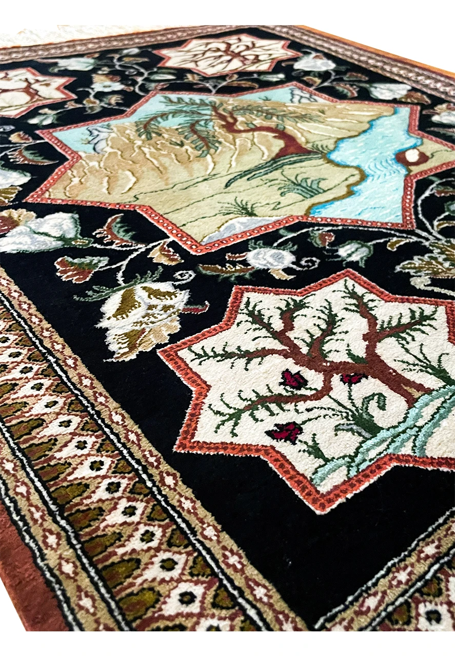 2 x 2'4 Persian Qum 100% Silk Rug