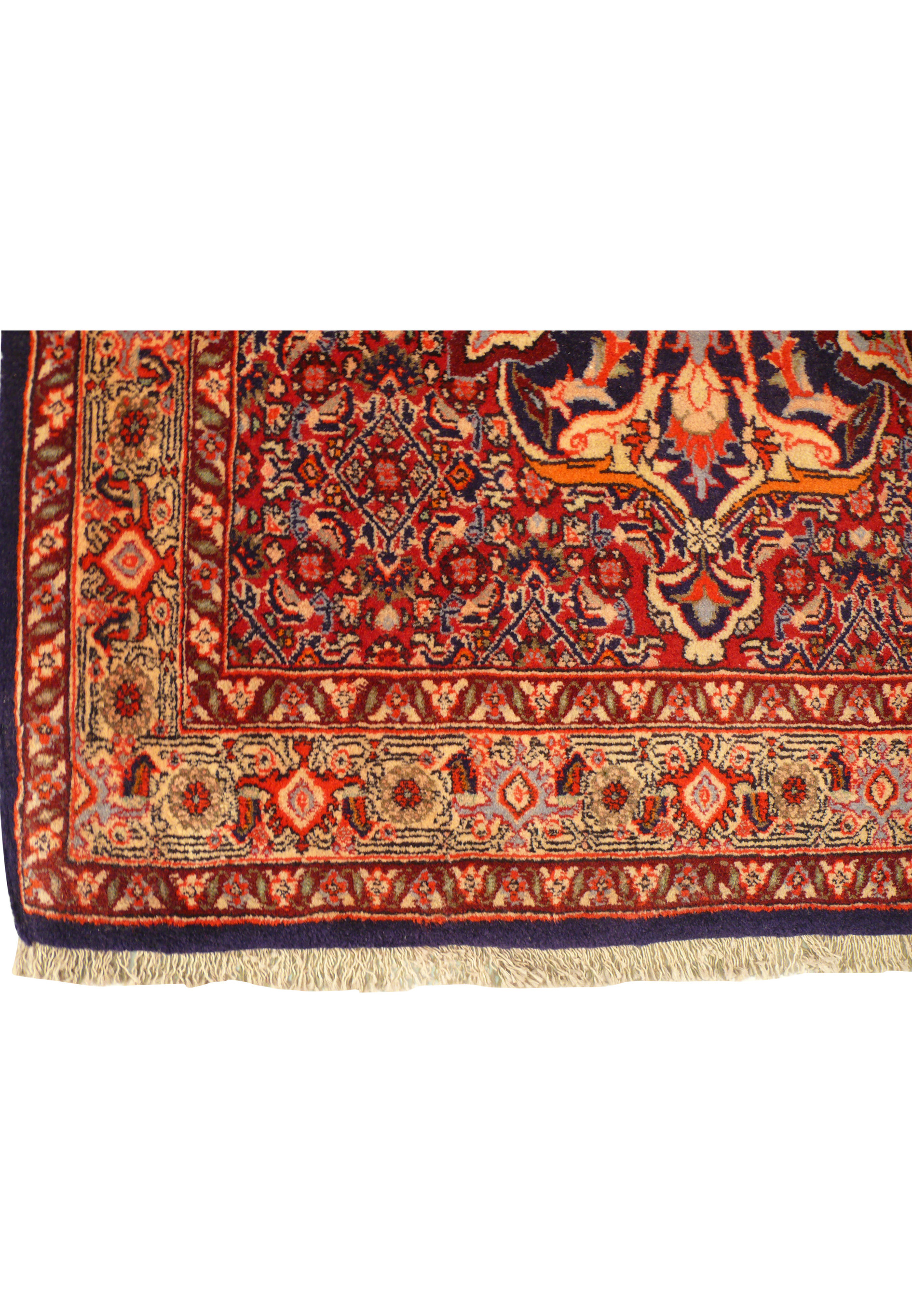 close-up of the Persian Bijar Runner's edge, showing the tight weaving and edge binding
