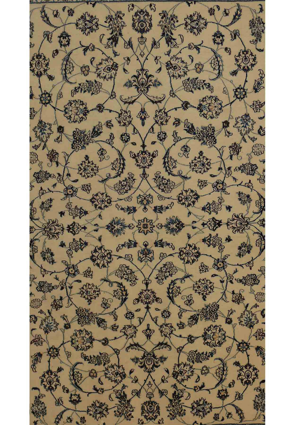 6'4 x 9'7 Persian Nain 9 Laa Rug Wool with Silk All-Over Floral Design
