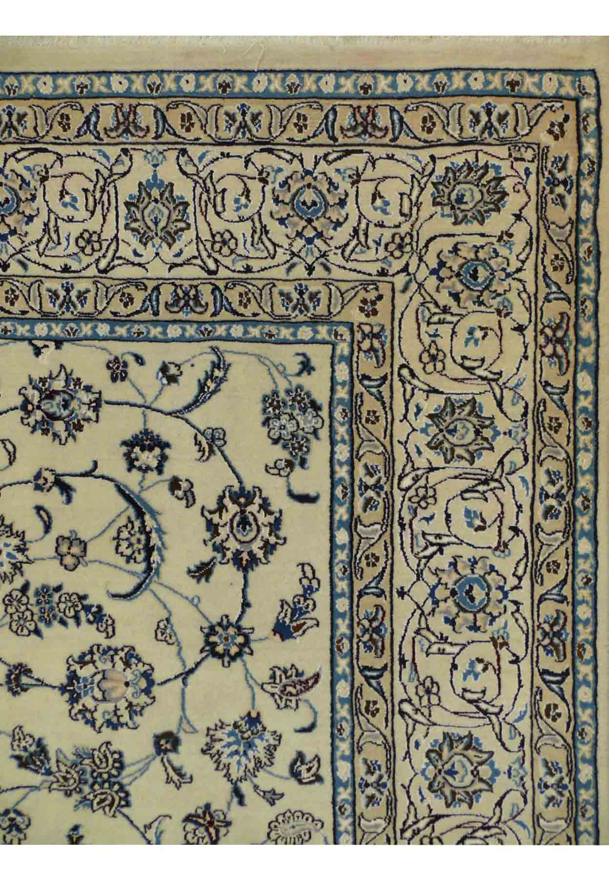 6'4 x 9'7 Persian Nain 9 Laa Rug Wool with Silk All-Over Floral Design