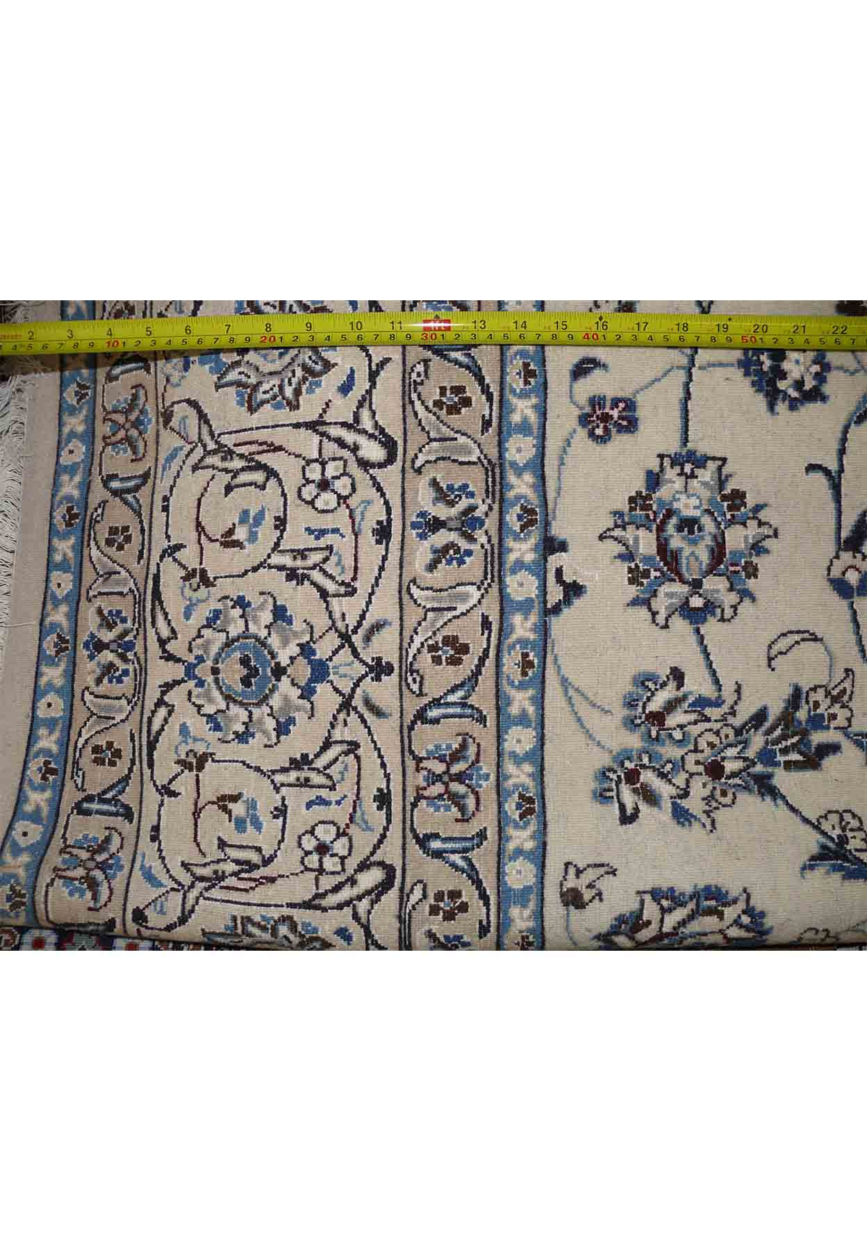 6'4 x 9'7 Persian Nain 9 Laa Rug Wool with Silk All-Over Floral Design