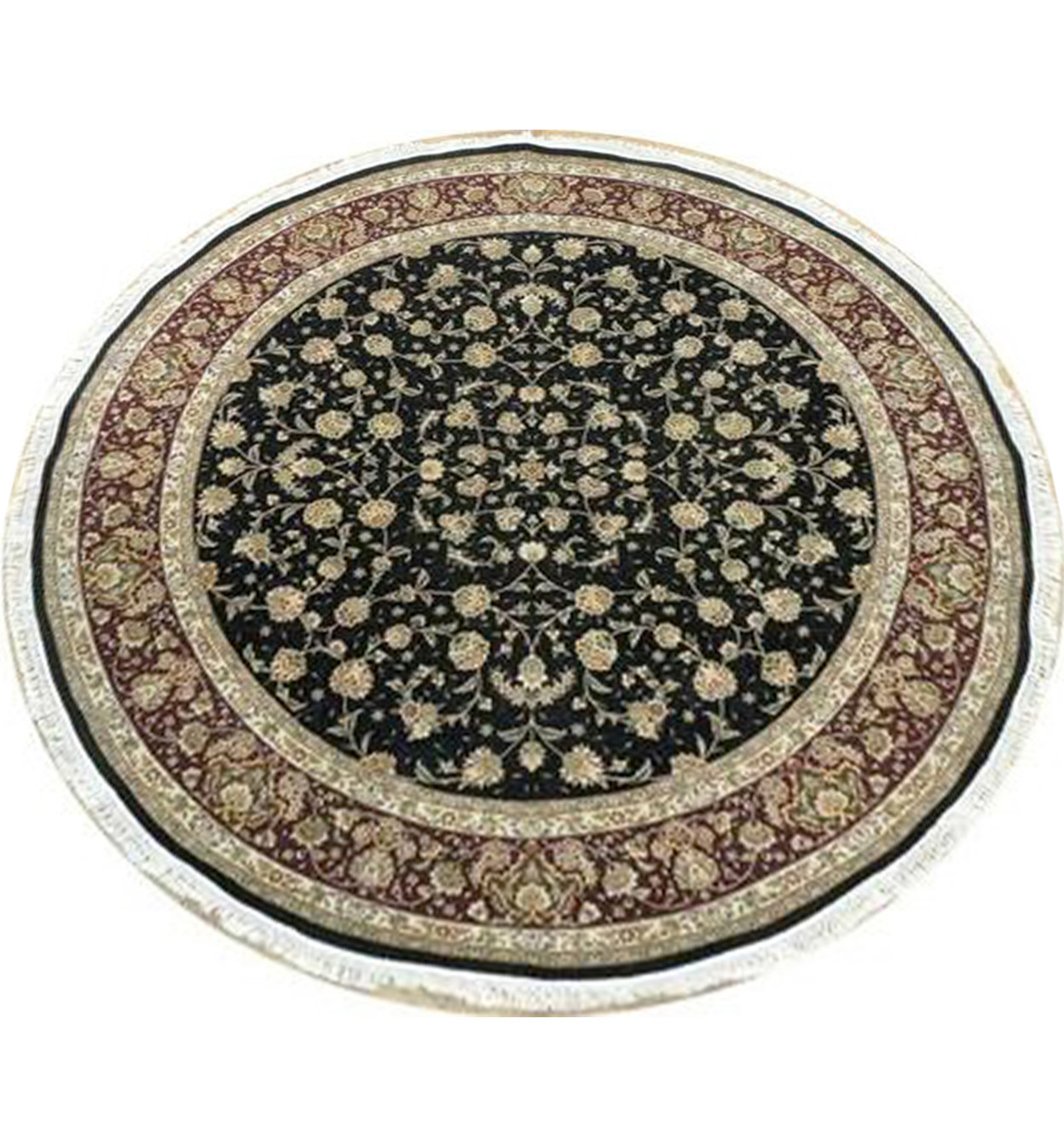 8 x 8 Oriental Tabriz Wool & Silk Round Rug