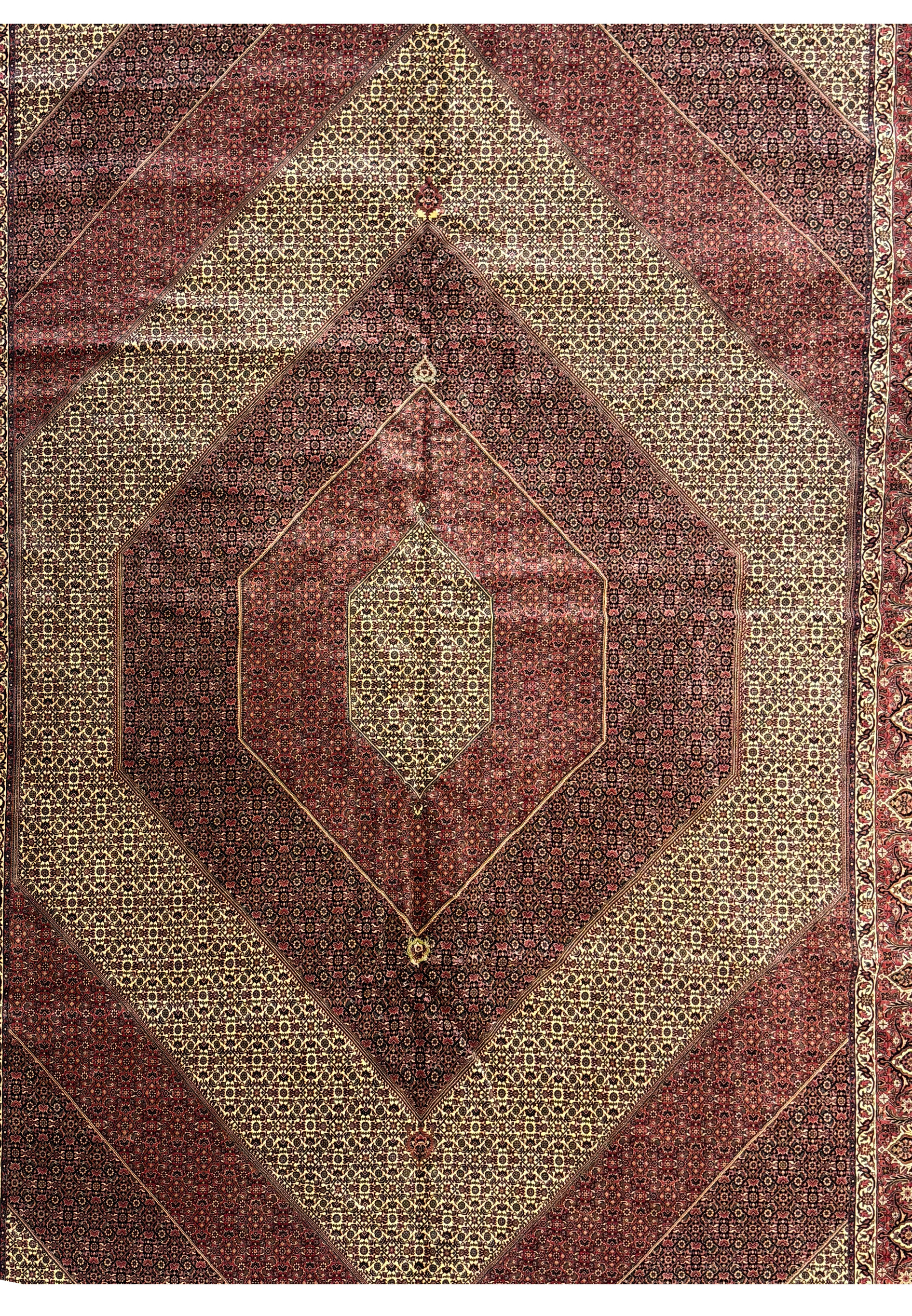 Side view of a Persian Bijar Rug showing the depth and texture of the wool weave.