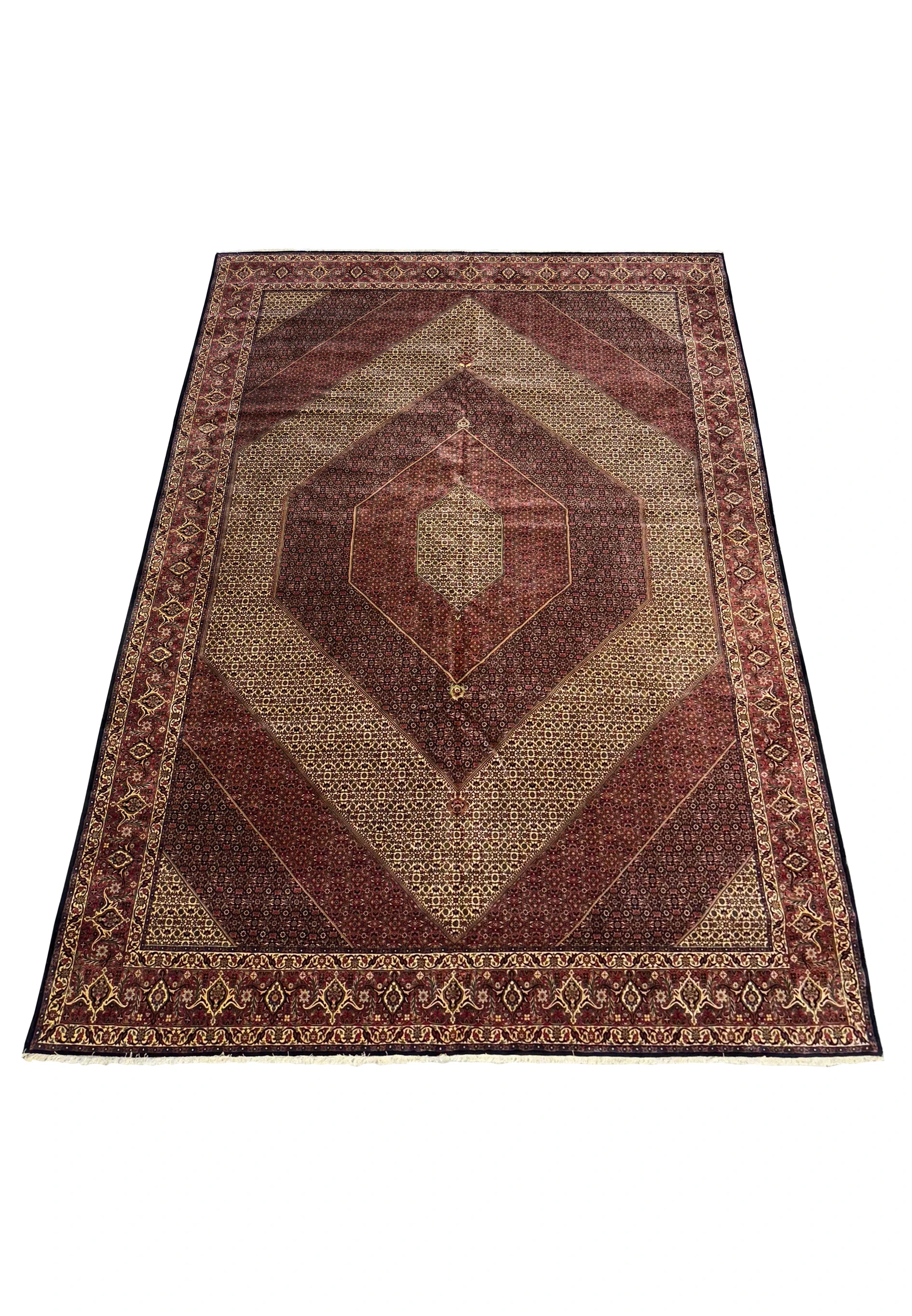 Full view of a large 13x20 Persian Bijar Rug showcasing detailed medallion and border designs.