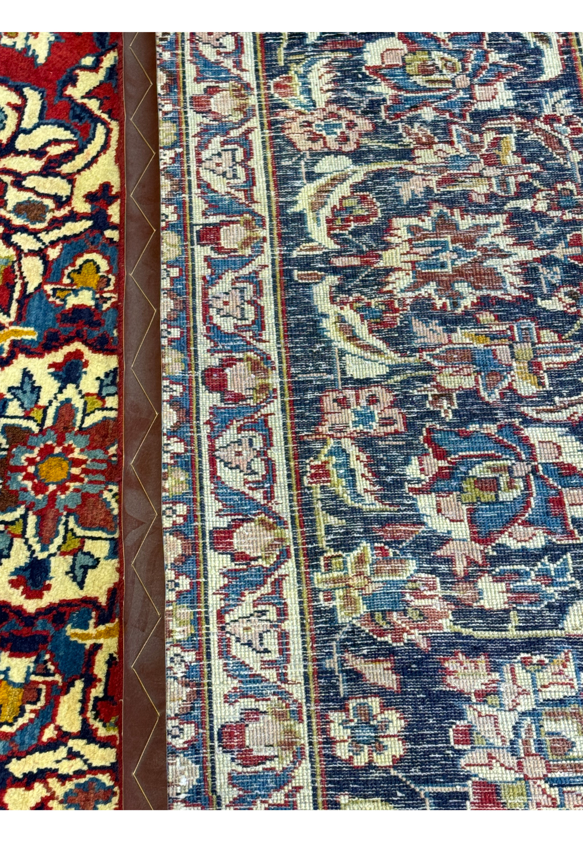 Back view of the Persian Isfahan Rug with its cotton foundation