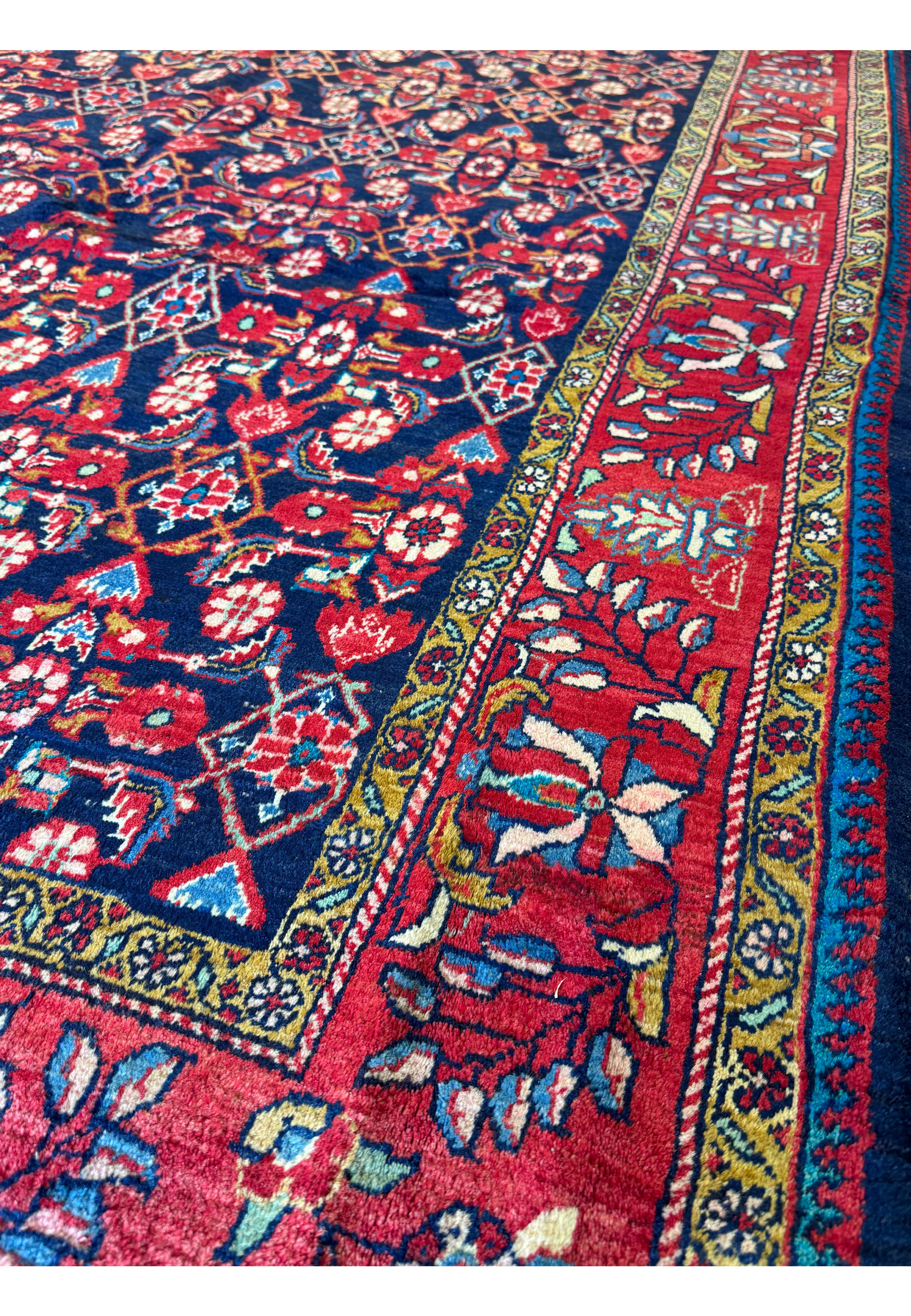 Full view of the 9' x 12'5" Persian Mahal rug, showcasing the overall design and detailed patterns.