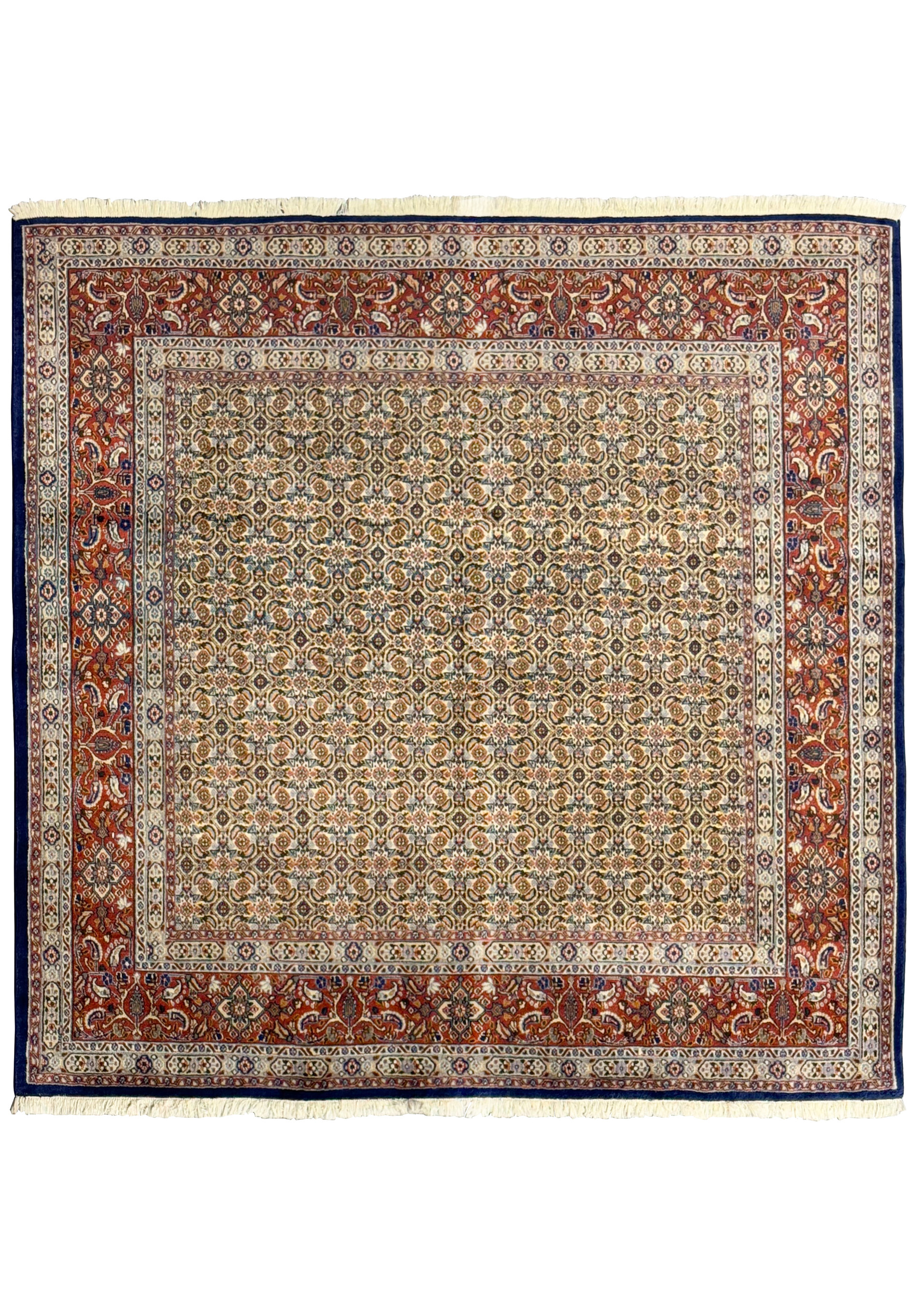 Full view of the 80-inch Persian Moud Square Rug showcasing all-over floral patterns