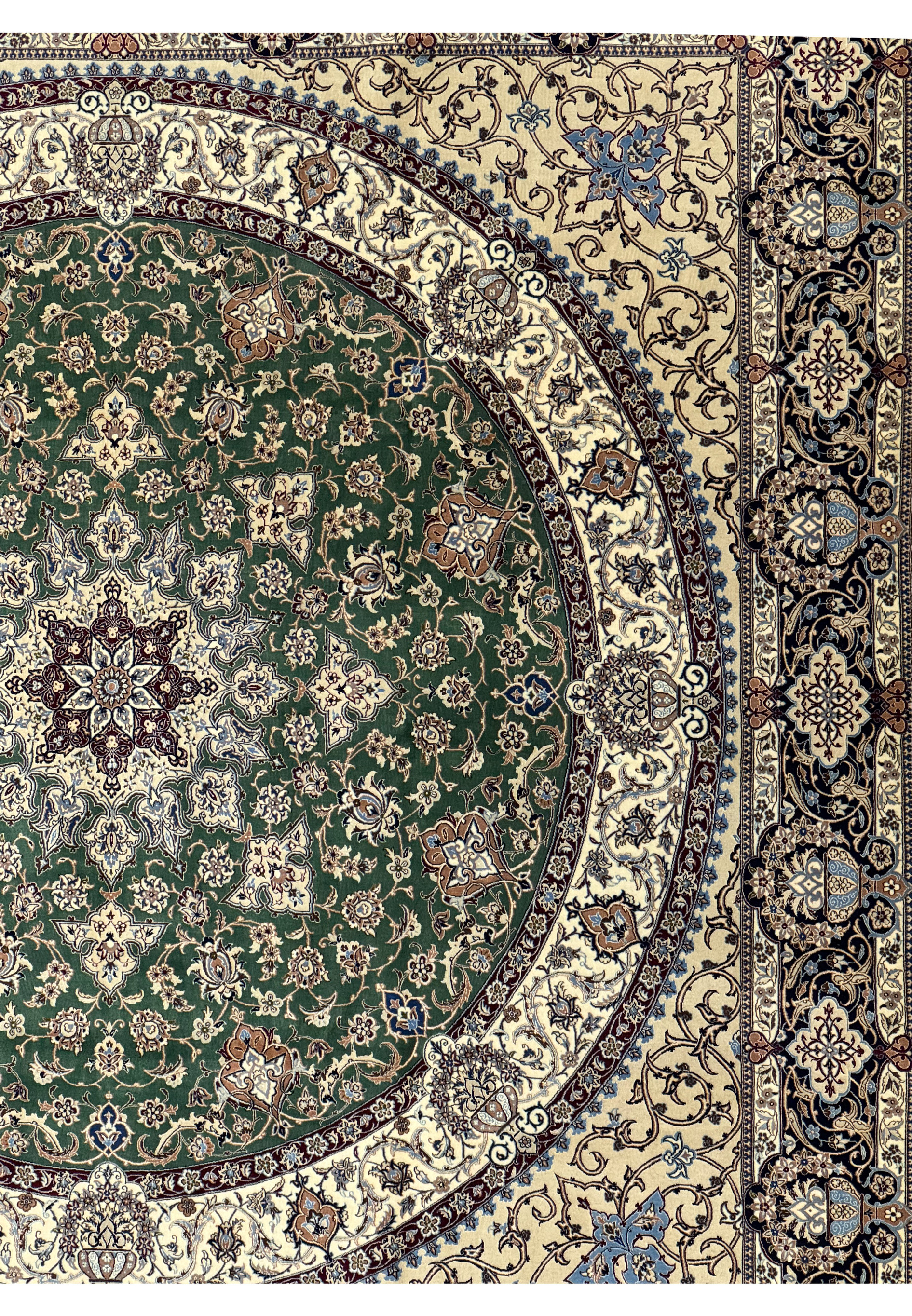 Detailed view of the elegant border design on the Nain 6LA Persian Rug.
