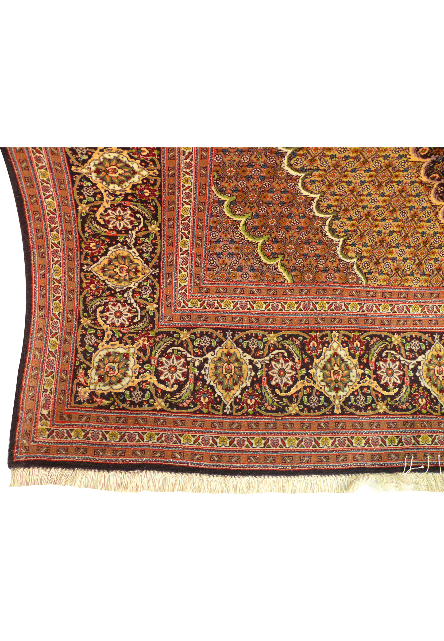 Luxurious texture of Tabriz Mahi Rug made from wool and silk