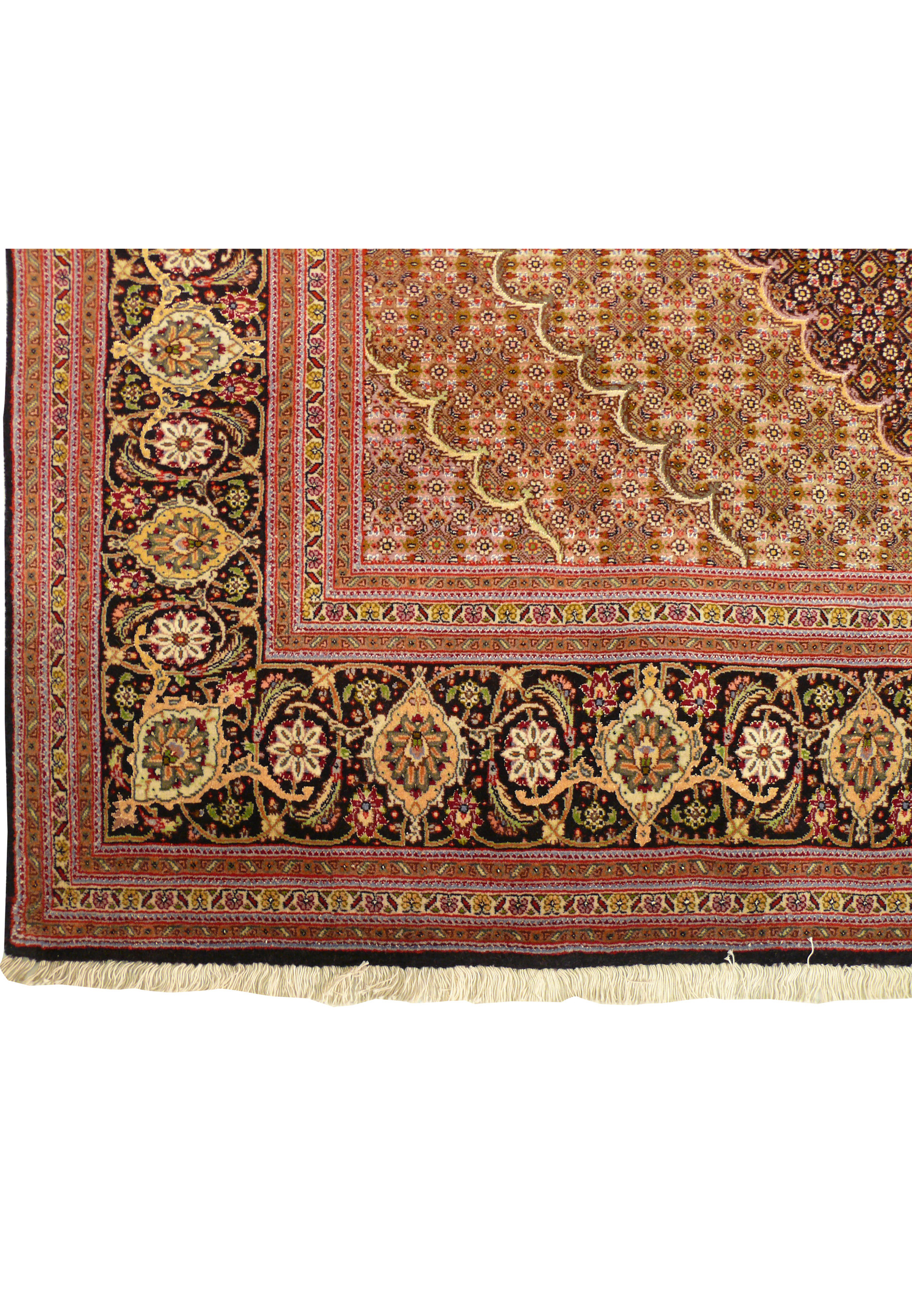 Detailed border design of the Tabriz Mahi Persian Rug