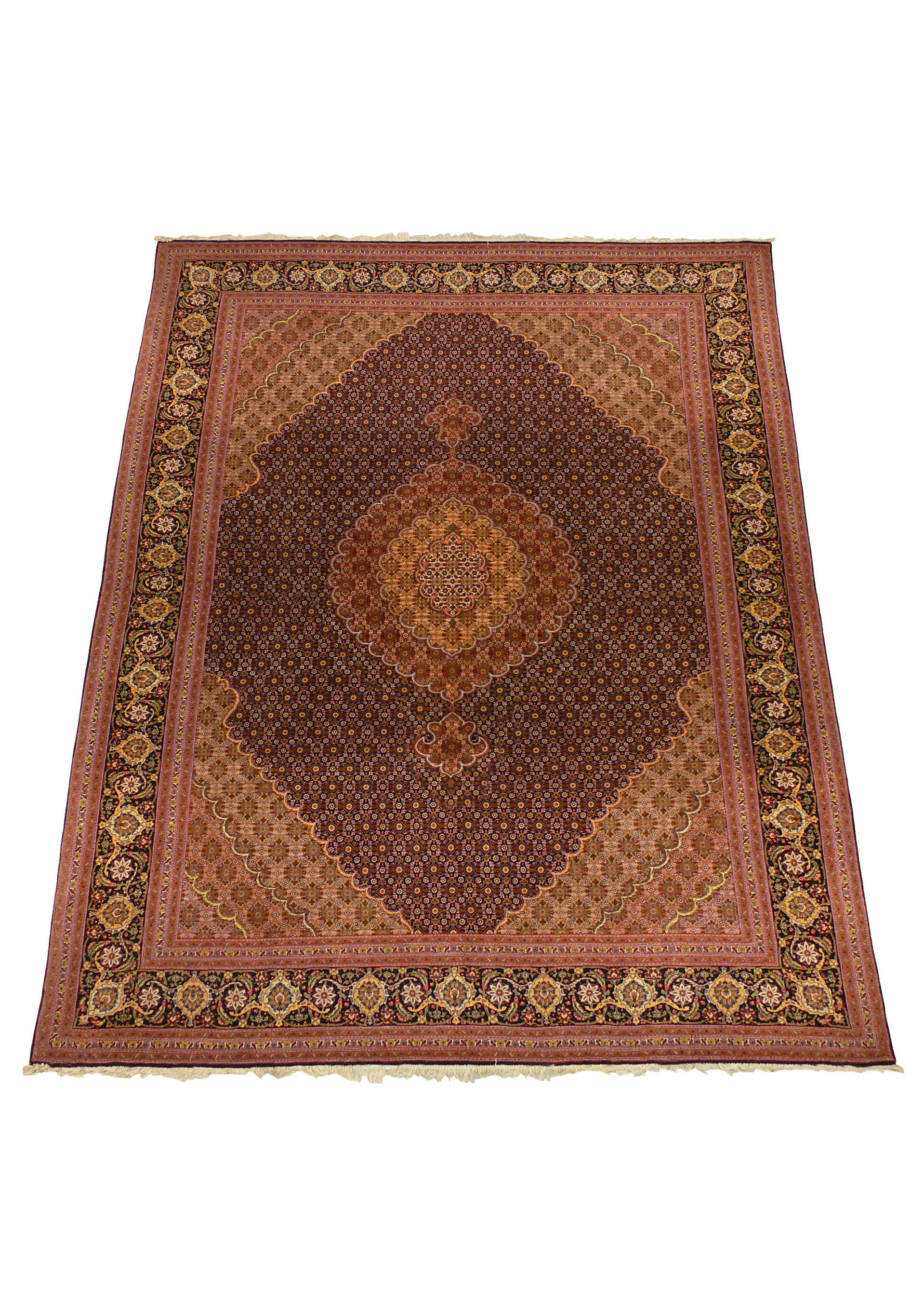 Angle view of Tabriz Mahi Persian Rug showcasing intricate details