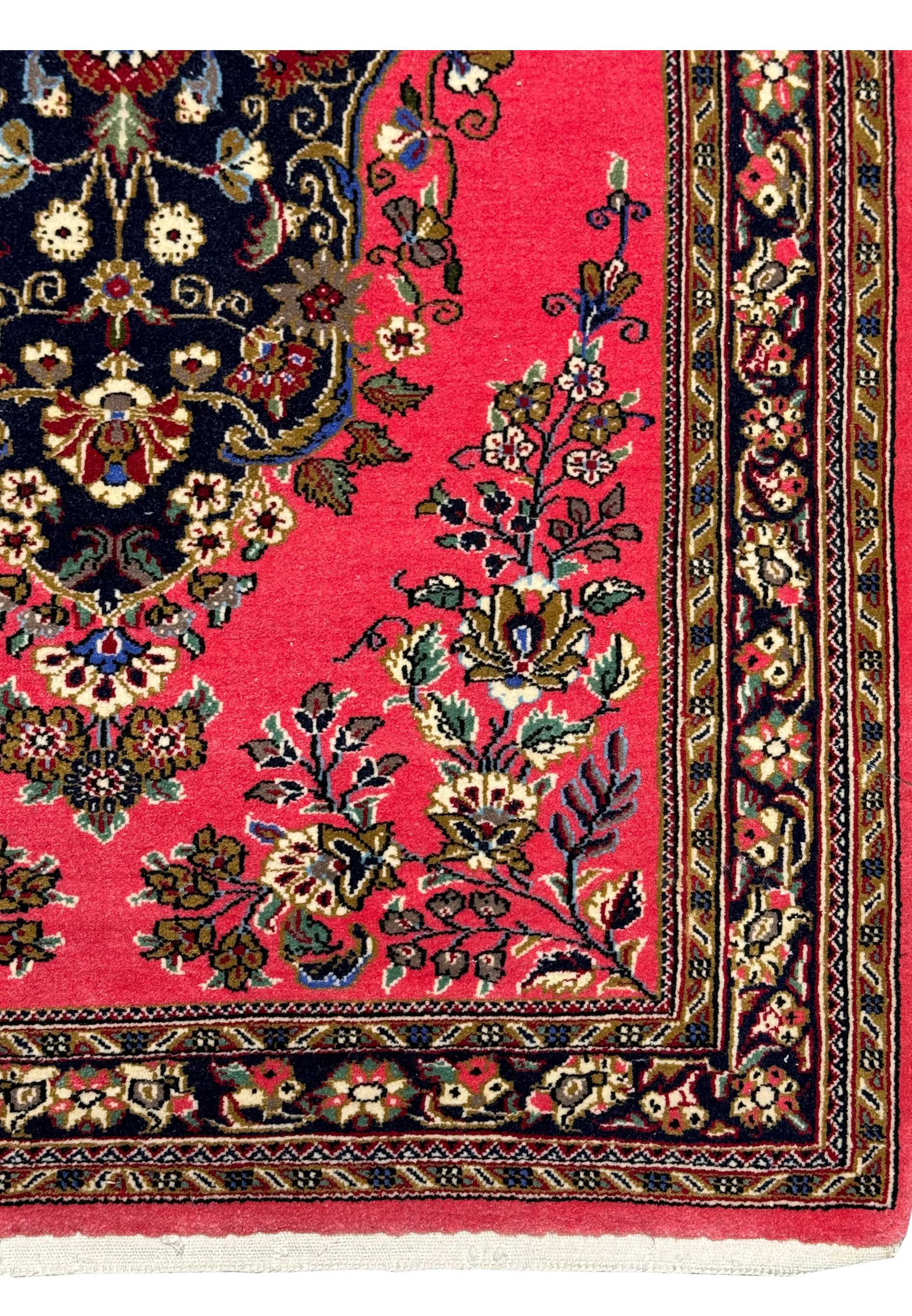 Intricate Border Design of 3x4 Persian Qum Kork Rug