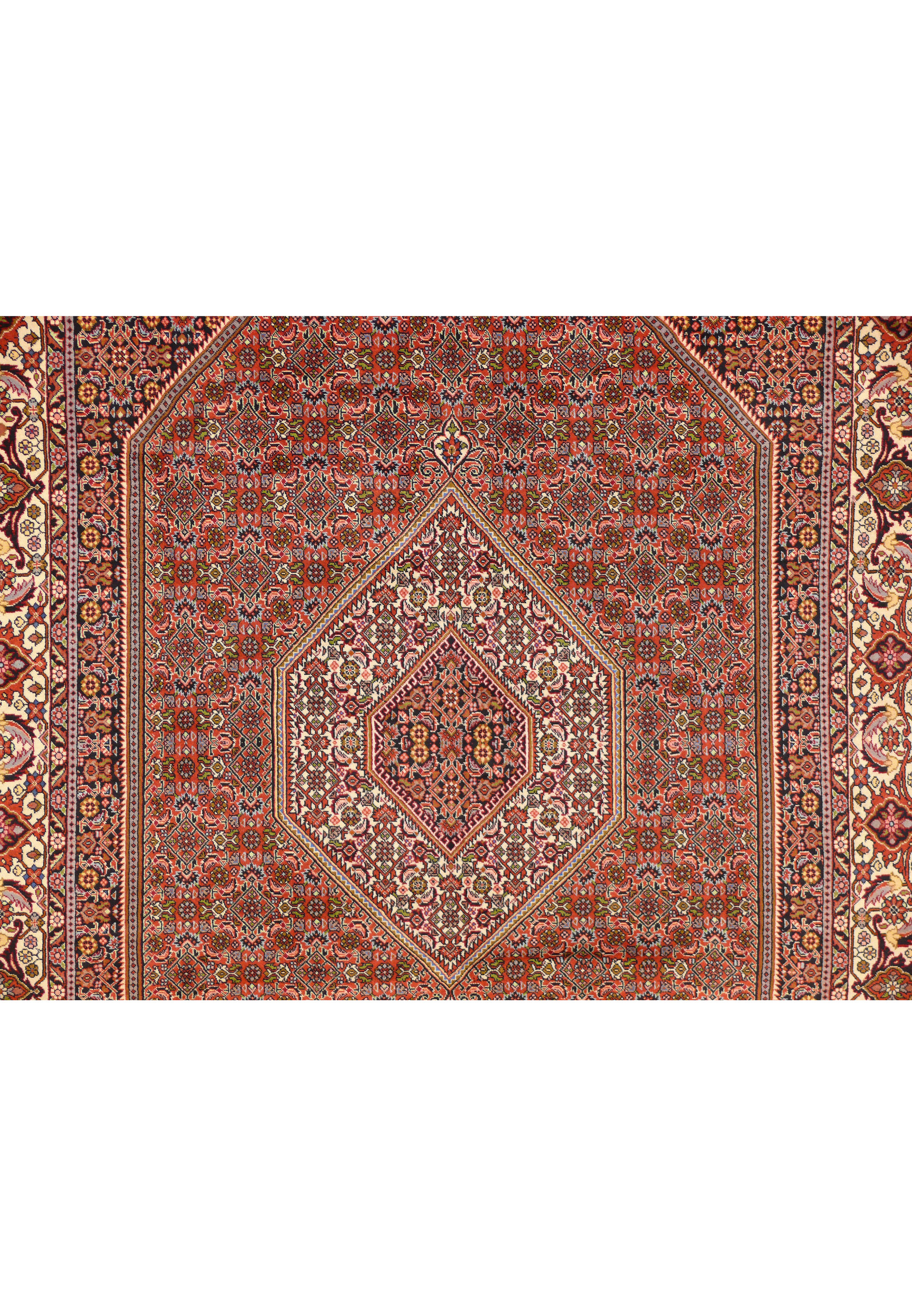 Close-up of medallion in 6'6 x 10'2 Bijar Persian Rug highlighting fine craftsmanship