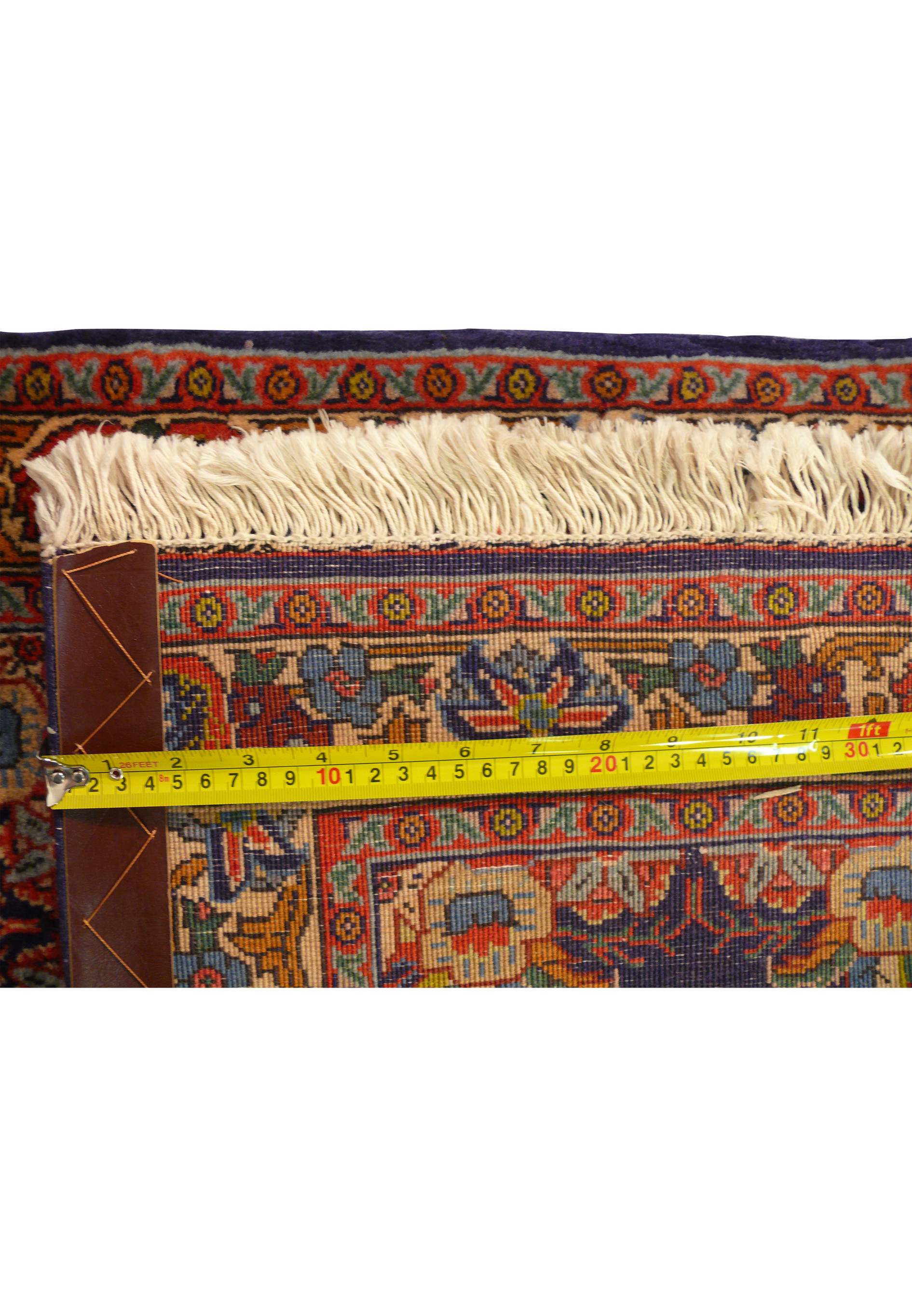 Zoomed backside of 2'6 x 7 Persian Bijar Runner showing the tight knotting and durable construction.