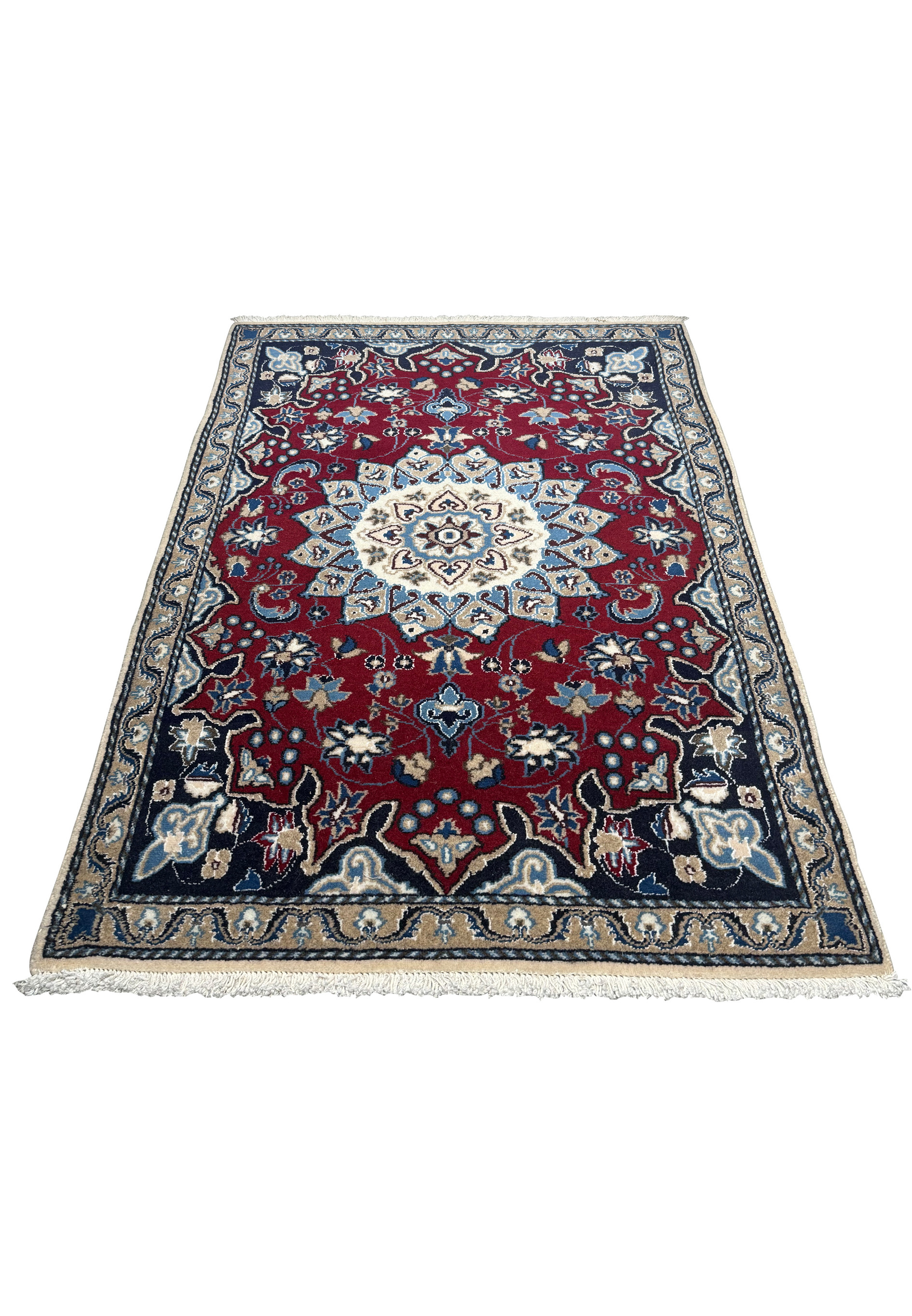 2'10" x 4'5" Red Persian Nain Rug very rare rug with beautiful vines and floral motifs
