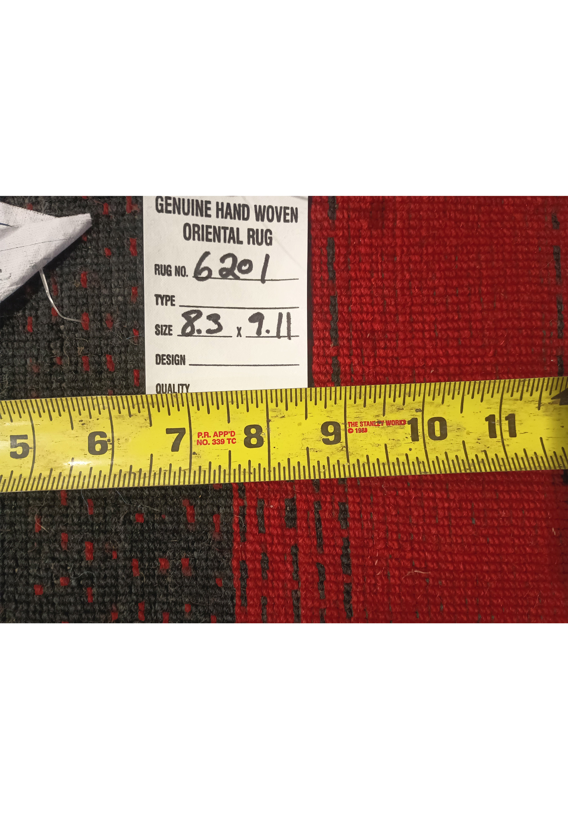 Backside of 8'3" x 9'11" handwoven Gabbeh rug showing detailed craftsmanship.