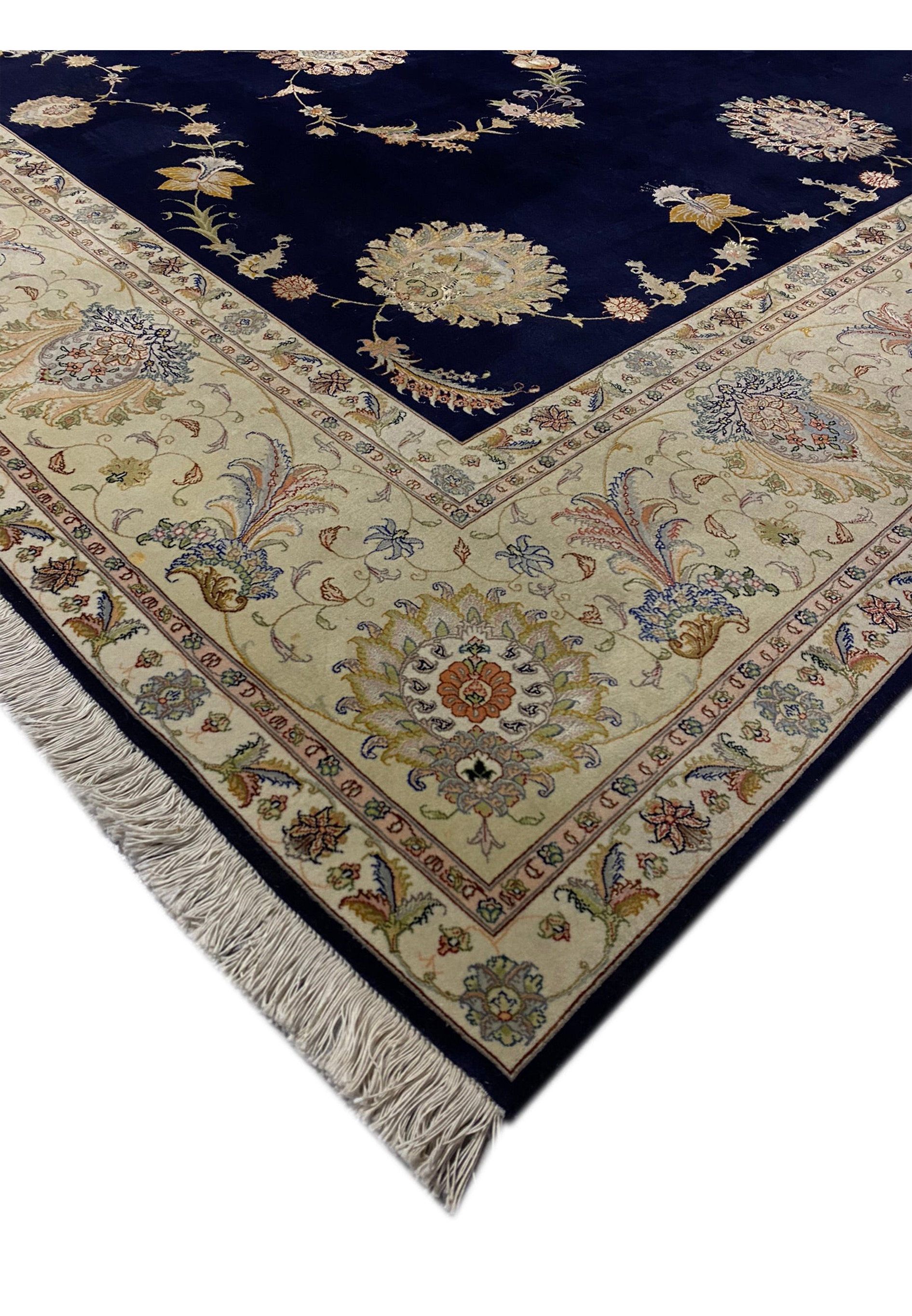 Edge detail highlighting the craftsmanship of a 10x13 Persian Tabriz rug
