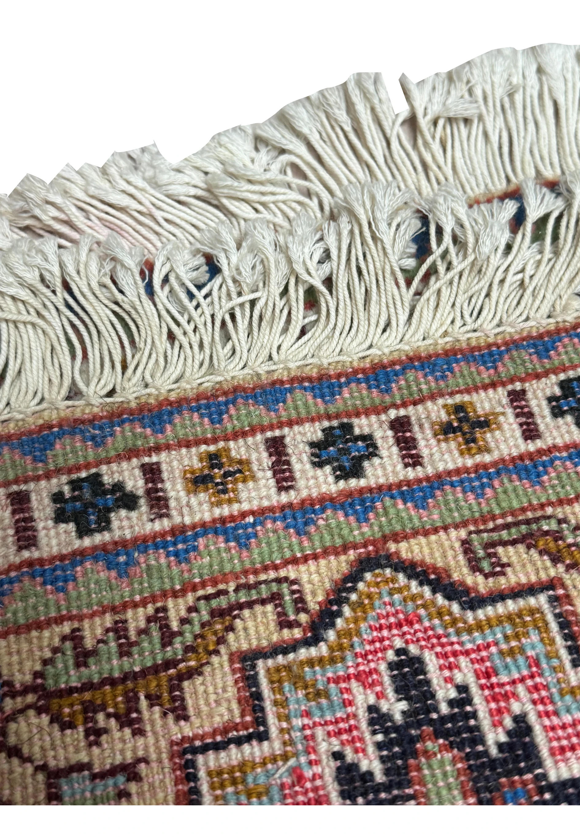 Backside of the 1'3 x 2 Ardebil Persian Wool & Silk Poshti Rug showcasing hand-knotted craftsmanship.