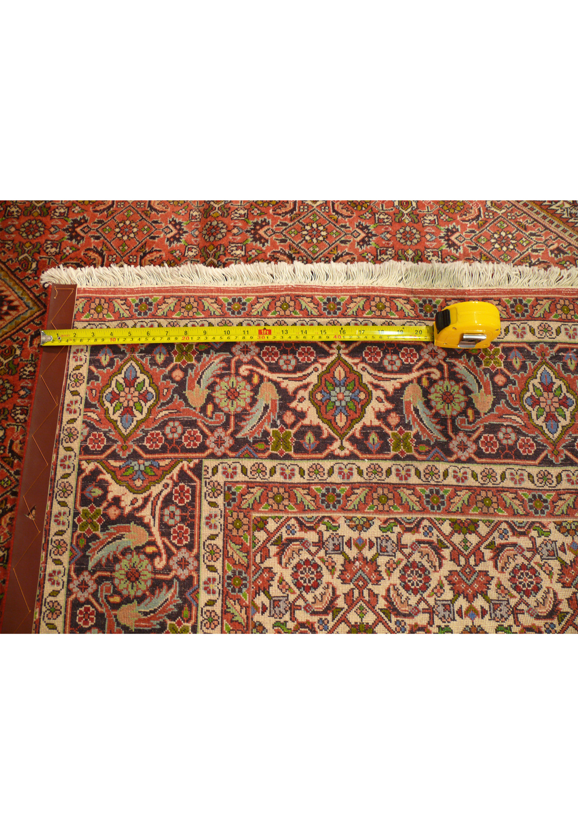 Backside of an 8 x 11'1 Persian Bijar Rug, highlighting the fine hand-knotted craftsmanship and dense weave.