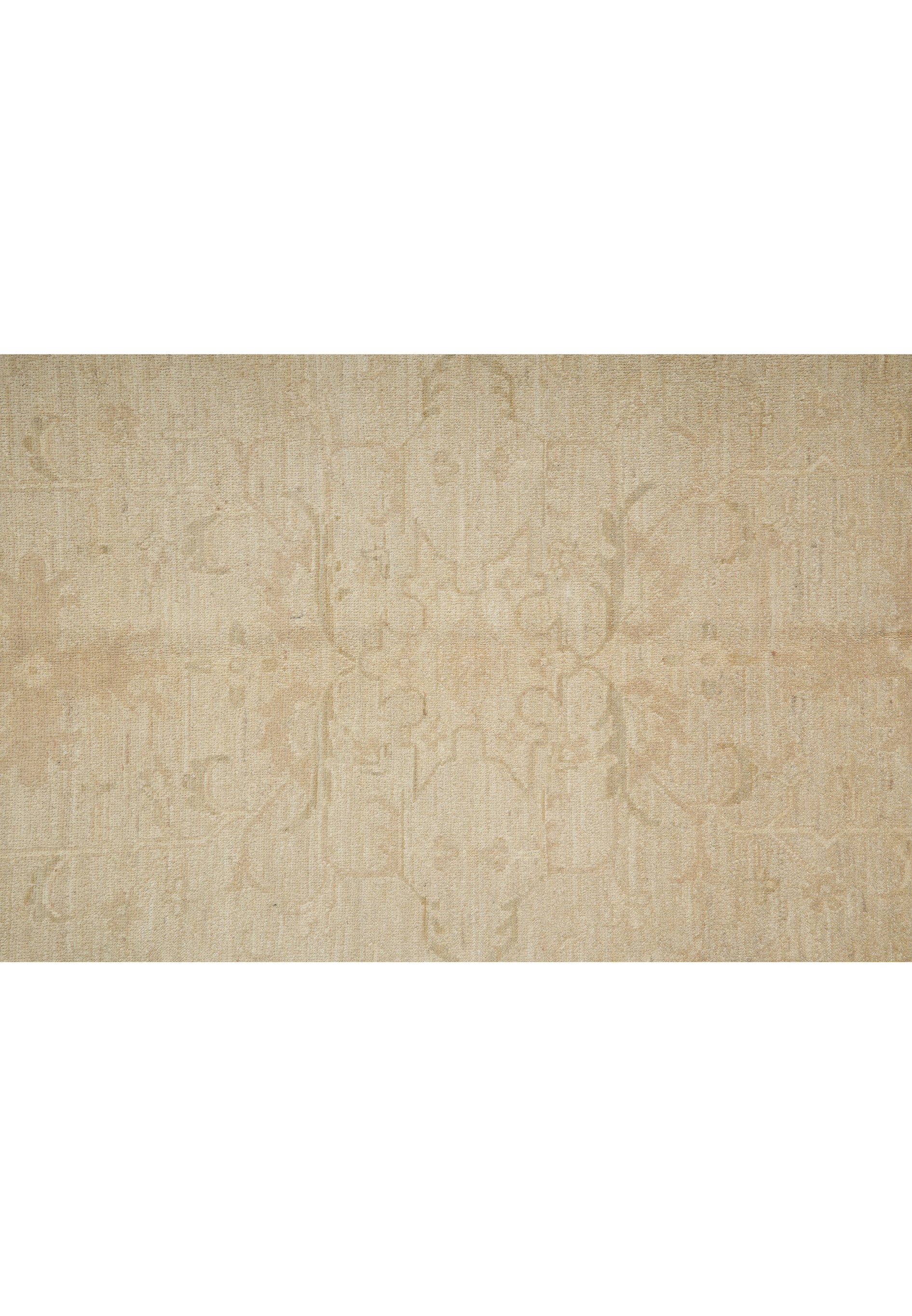 Mid-section of Chobi Ziglar rug highlighting the repeating botanical patterns and subdued vegetable-dyed colors.