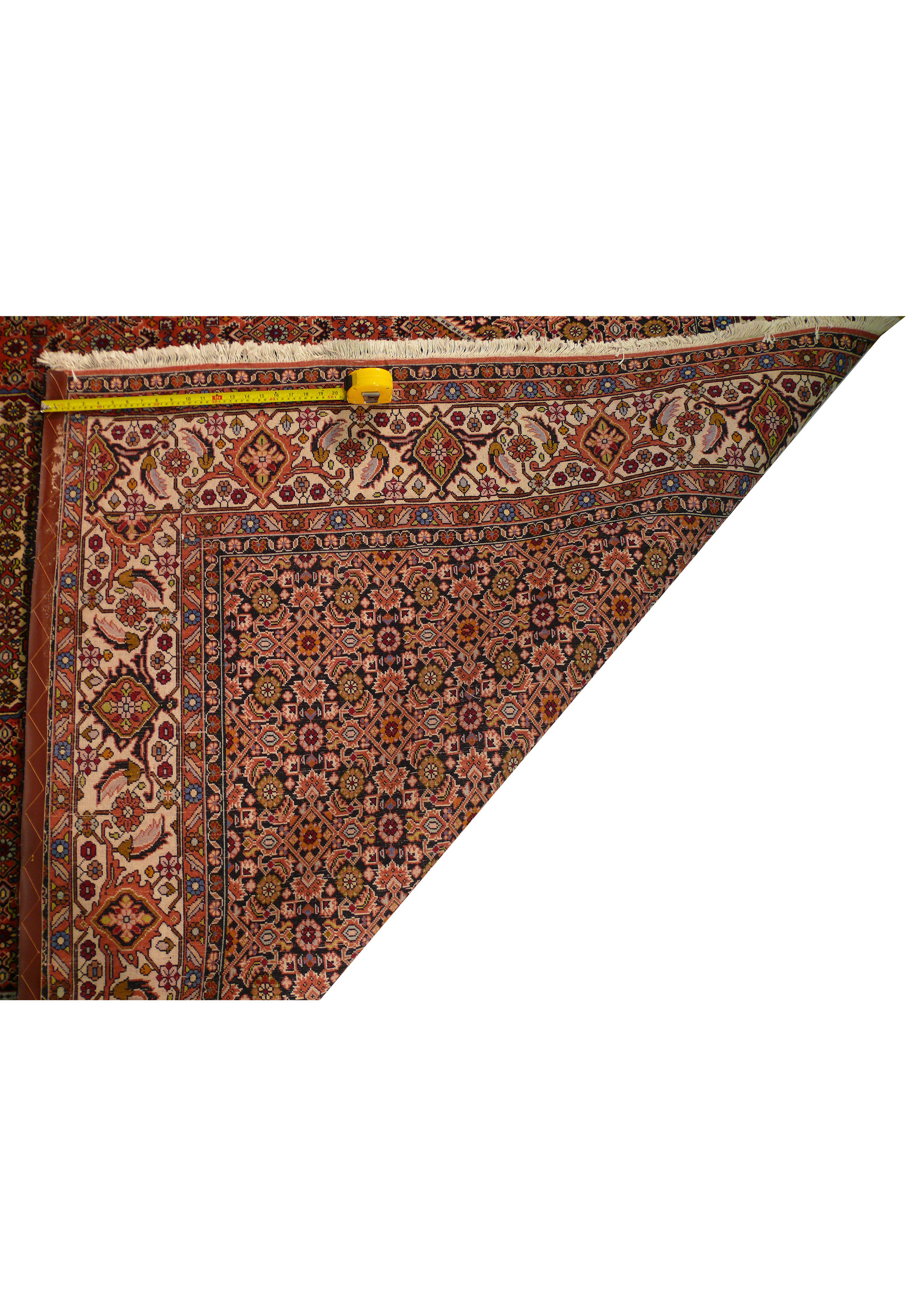 Back of Persian Bijar rug revealing tight hand-knotted weave and dense knot structure