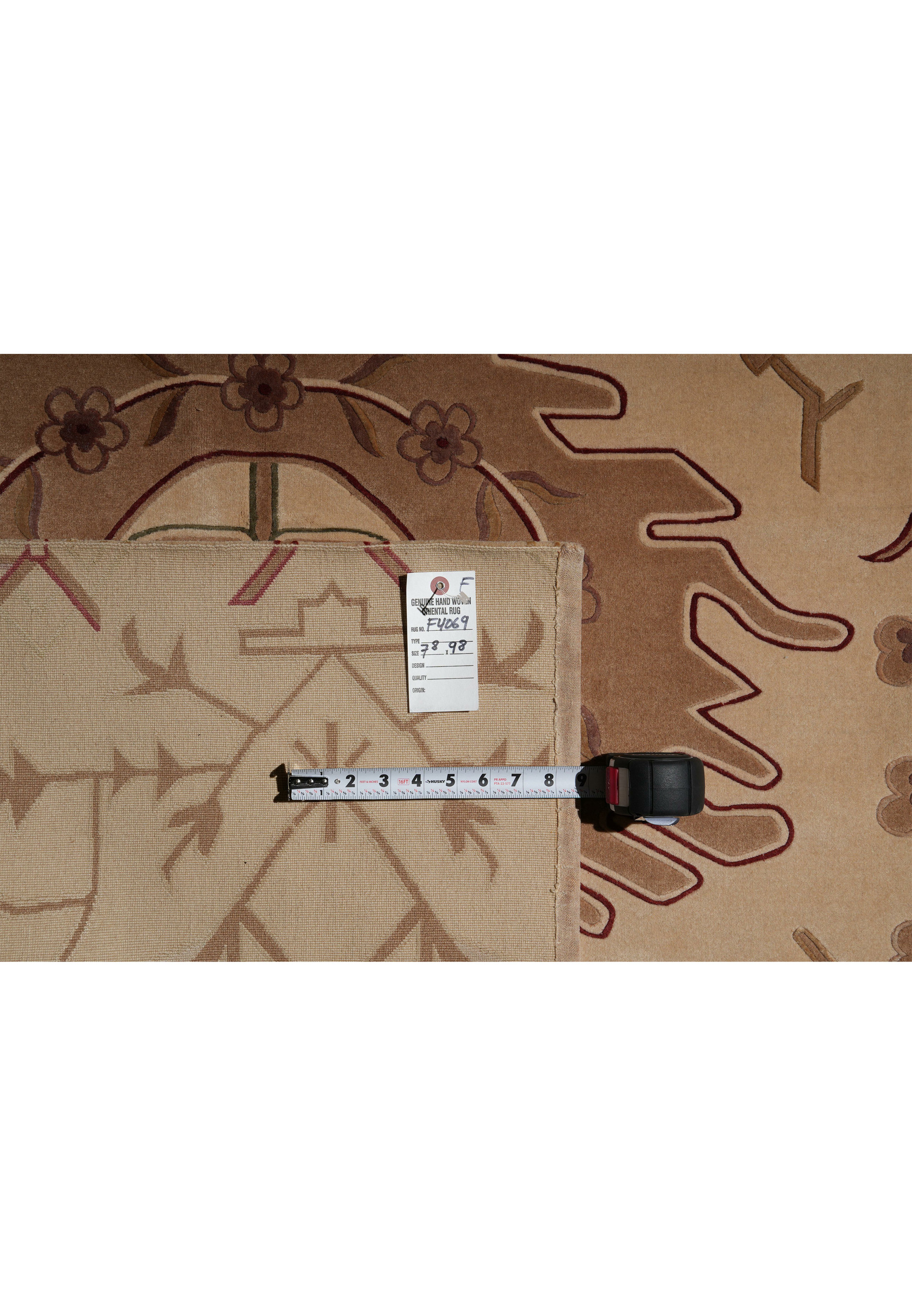 Backside of Modern Nepal rug displaying tight knotting and authentic handmade structure