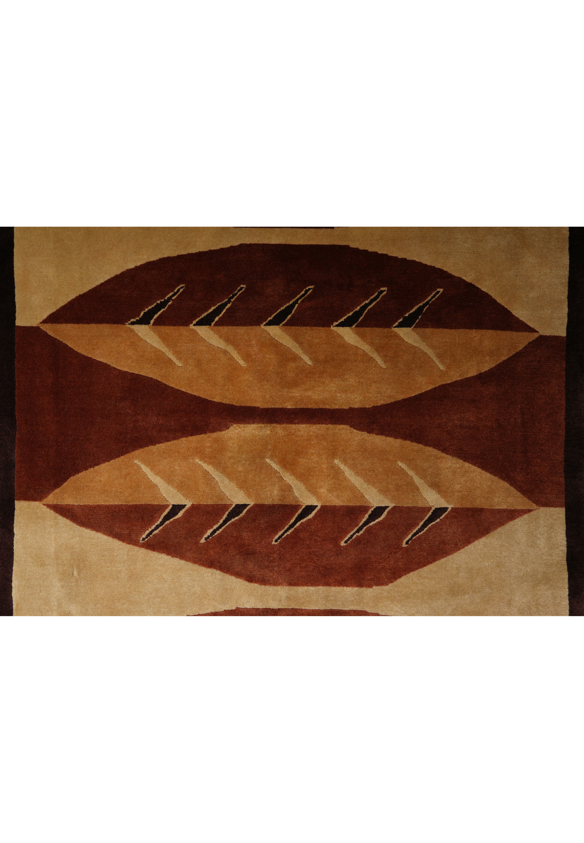 Leaf pattern of handmade 8x10 Brown chocolate rug