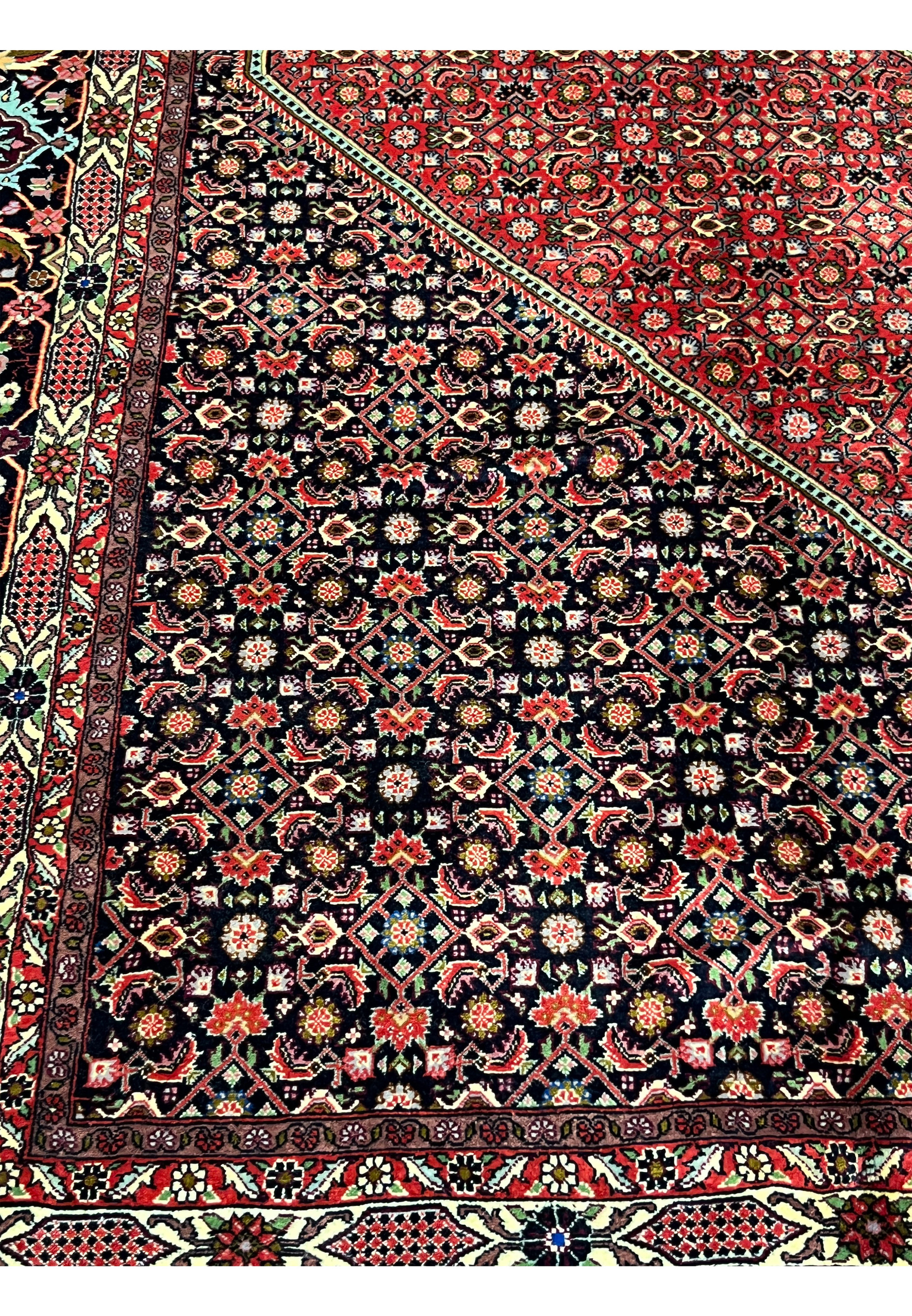 inner border of 10x13 Bijar Persian rug with small geometric and floral accents