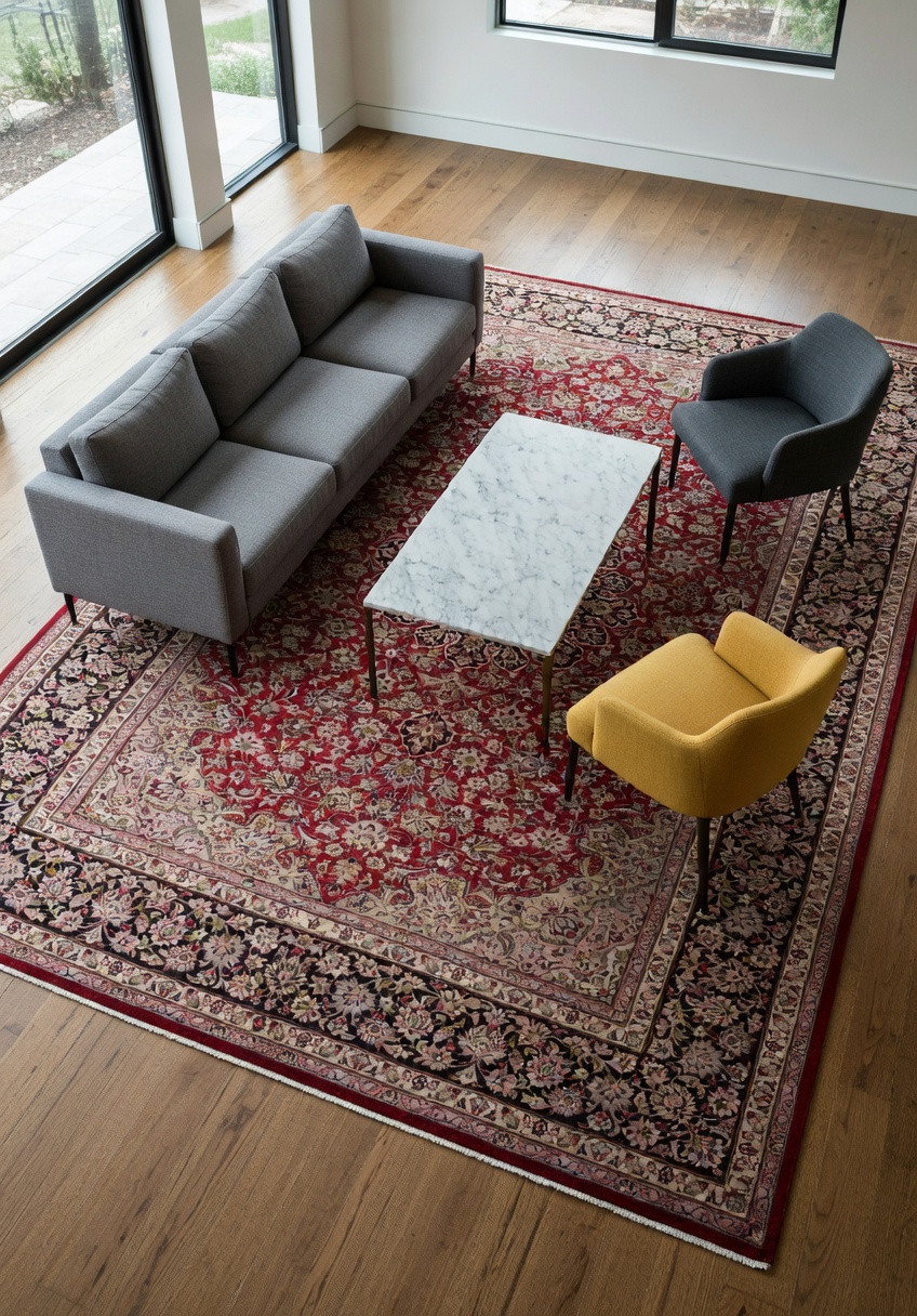 9'8 x 13'10 red Persian Isfahan rug