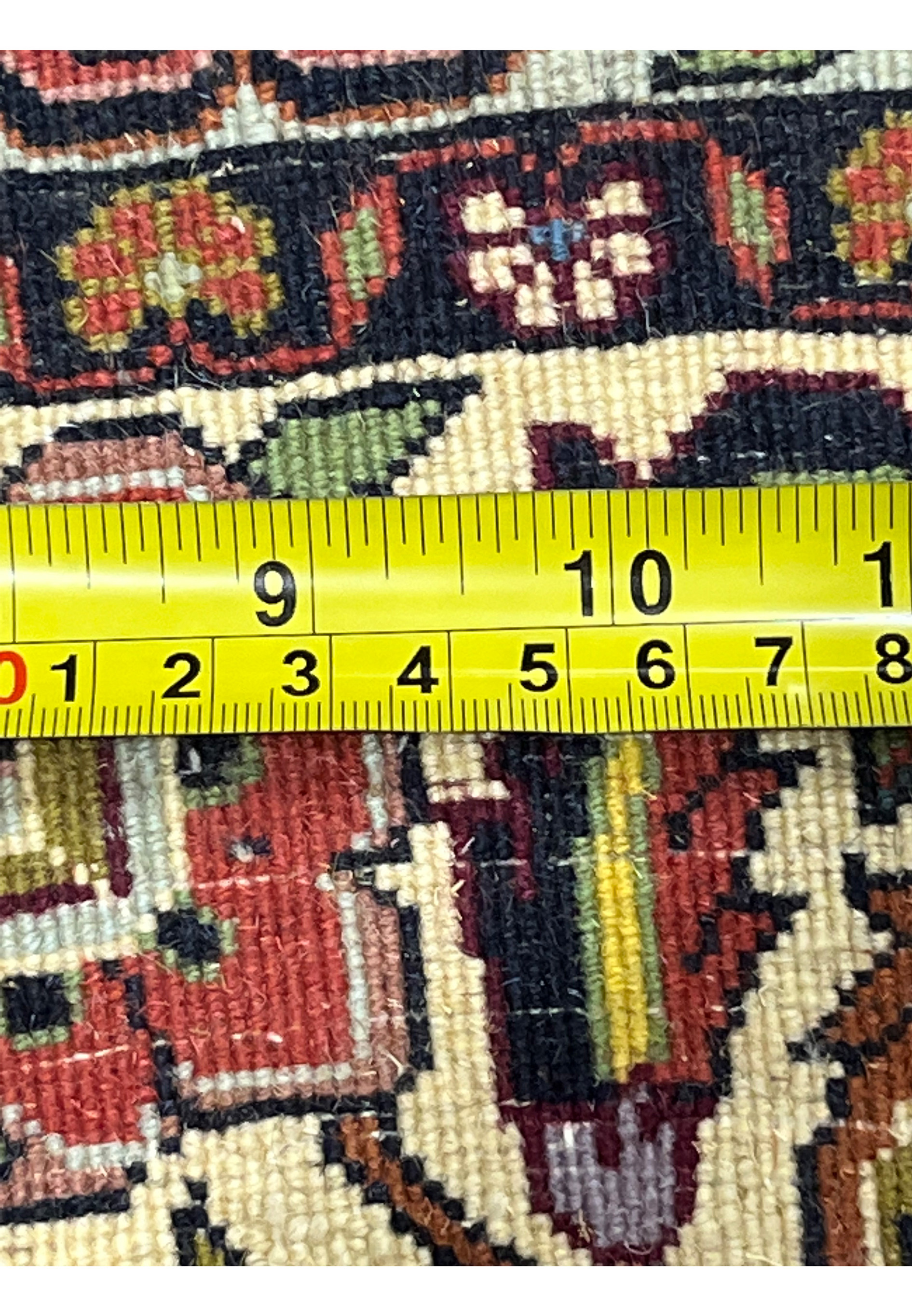 Backside knot structure detail of authentic hand knotted 10x13 Persian Bijar wool rug