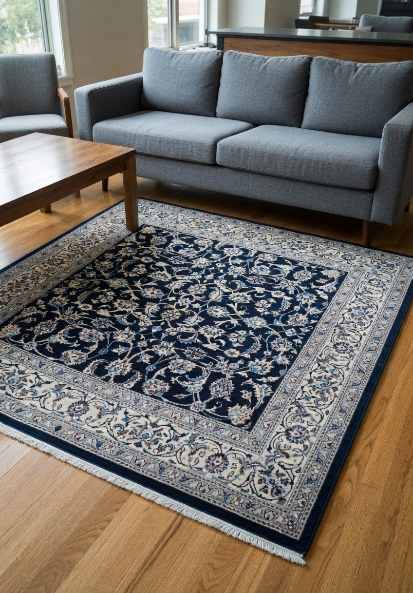 6'6 x 6'8 square Persian Nain rug