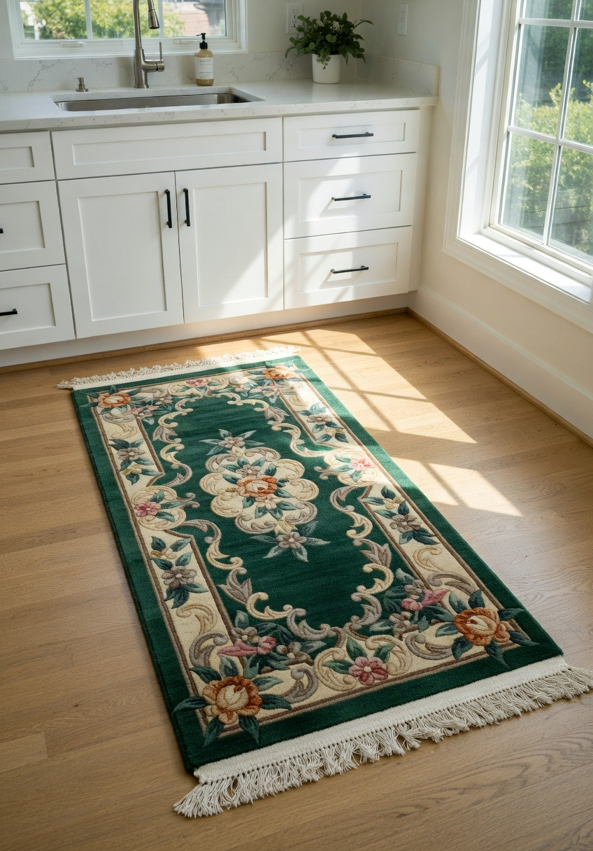 Full view of a 2'3 x 4'7 Aubusson Art Deco rug