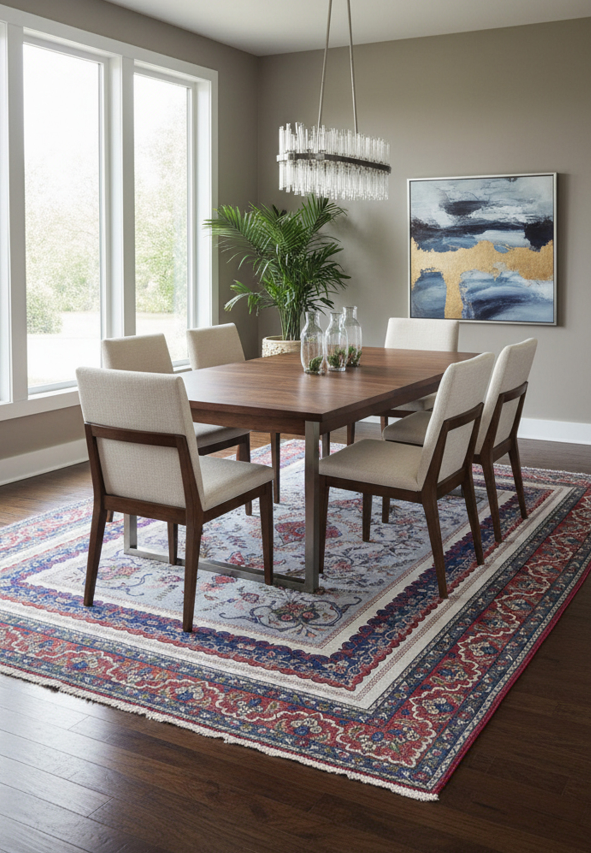 Straight-on view of an 8'10 x 11'9 Persian Isfahan rug