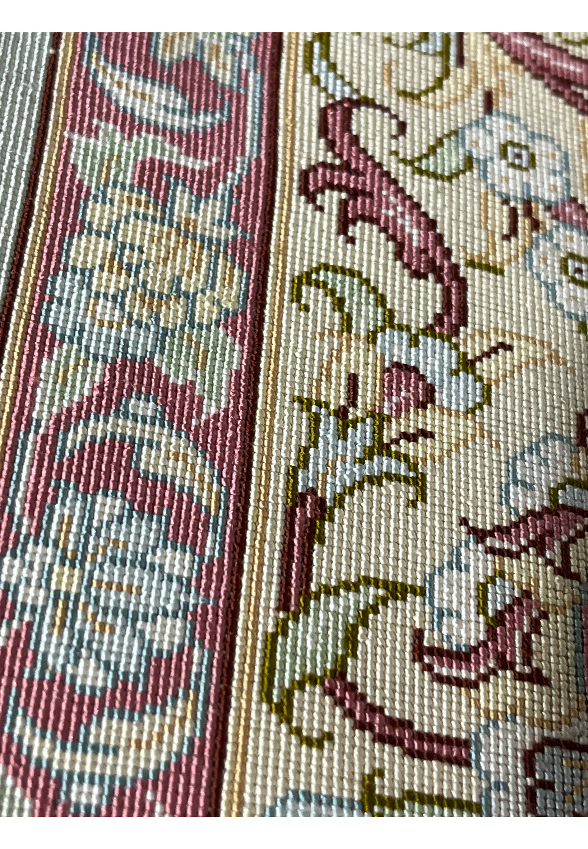 Close-up of the backside of a Persian Qum silk rug showing tight, uniform knots and exceptional craftsmanship by Mirmehdi