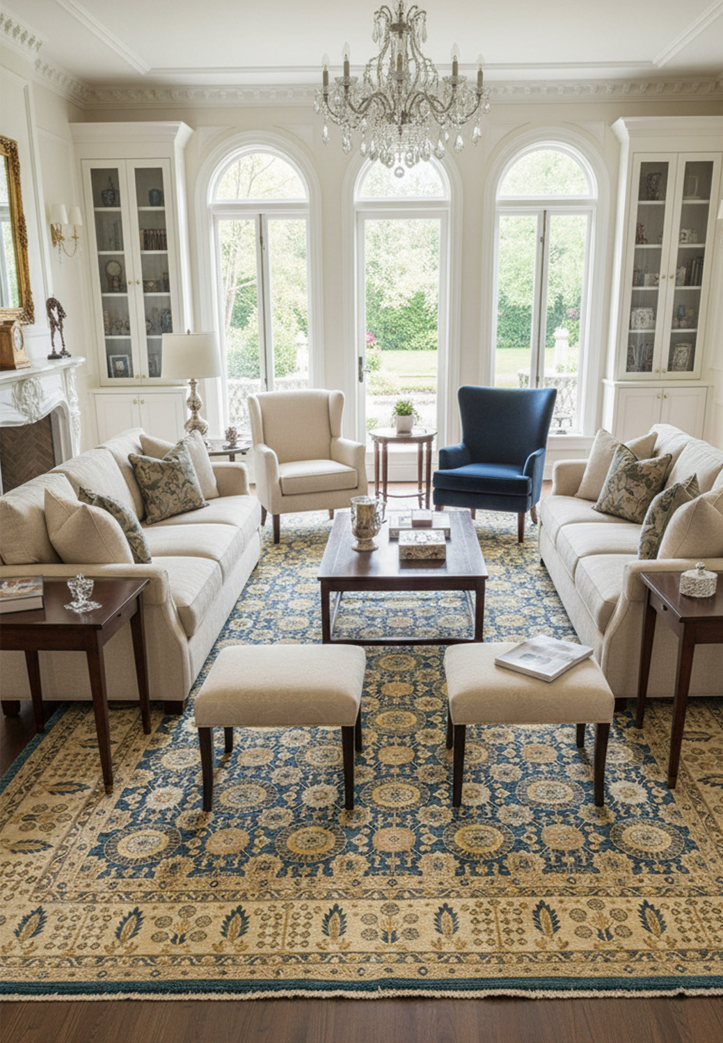 11'7 x 16'5 light blue Oriental Chobi Peshawar rug