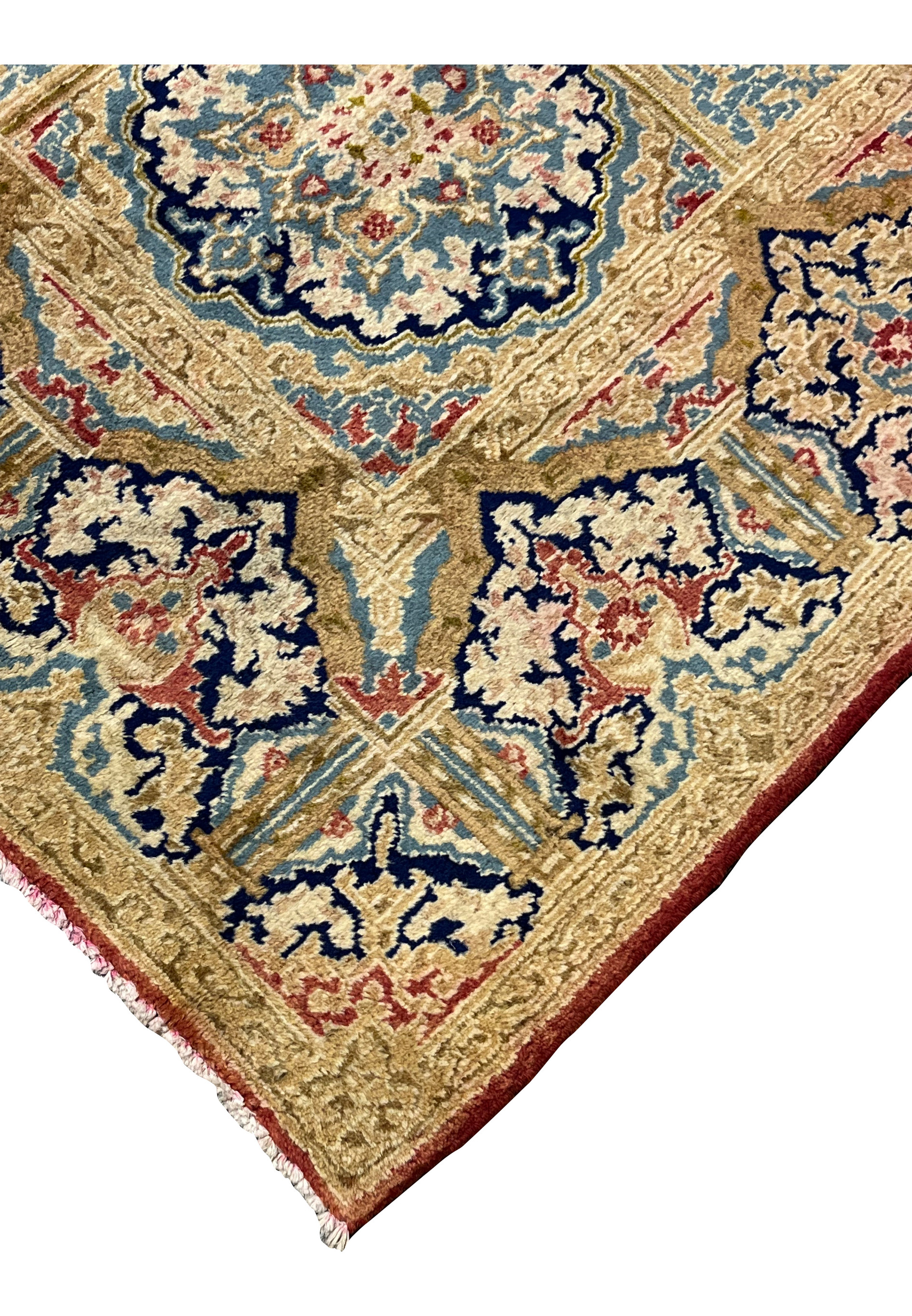 Edge binding and fringe detail showing handmade selvedge wool pile cotton foundation antique Persian craftsmanship