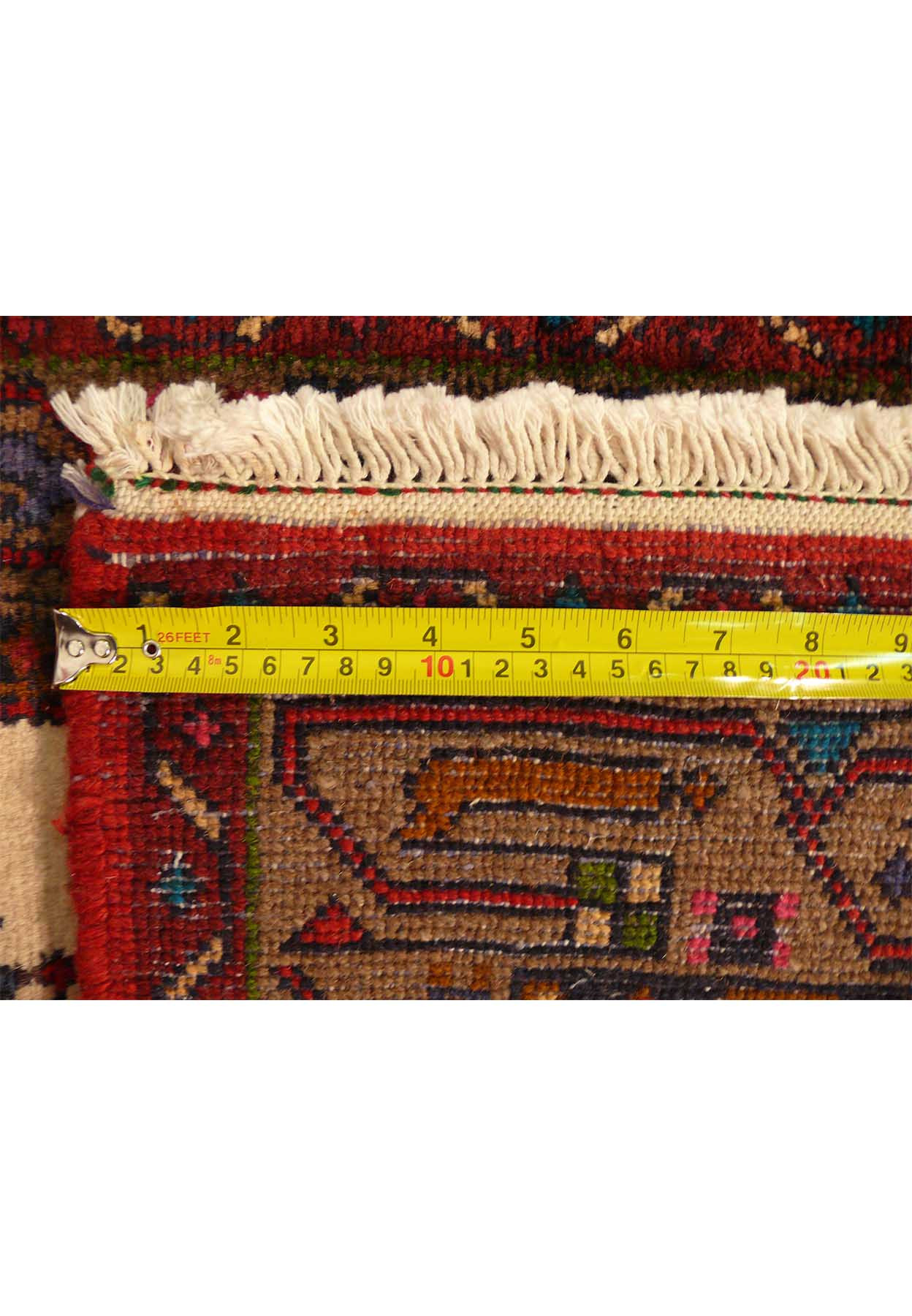 Texture shot of the 2'3 x 5'2 Persian Hamedan Rug, emphasizing the quality of the wool.