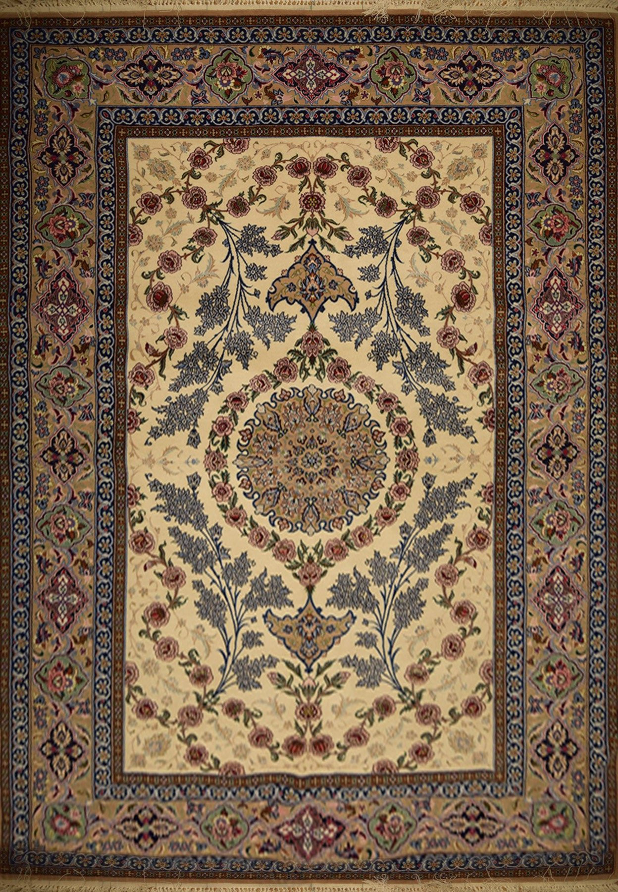 5 x 7 Very Fine High End Persian Isfahan Rug Wool & Silk