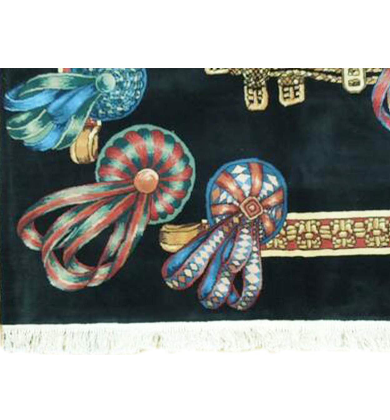 7x7 Square Black Handmade Rug French Design