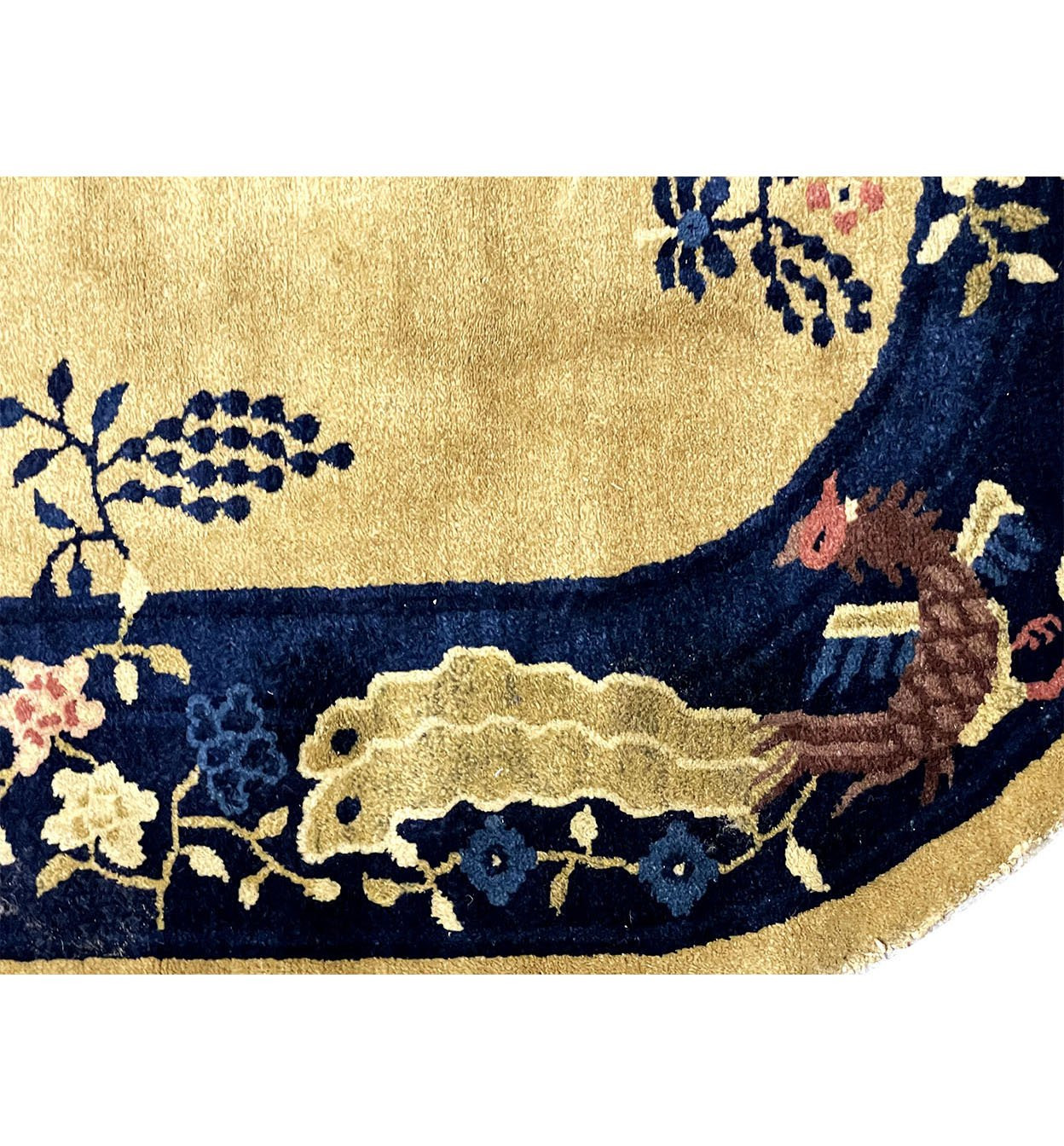 3 x 6 Antique Oriental Art Deco Oval Rug