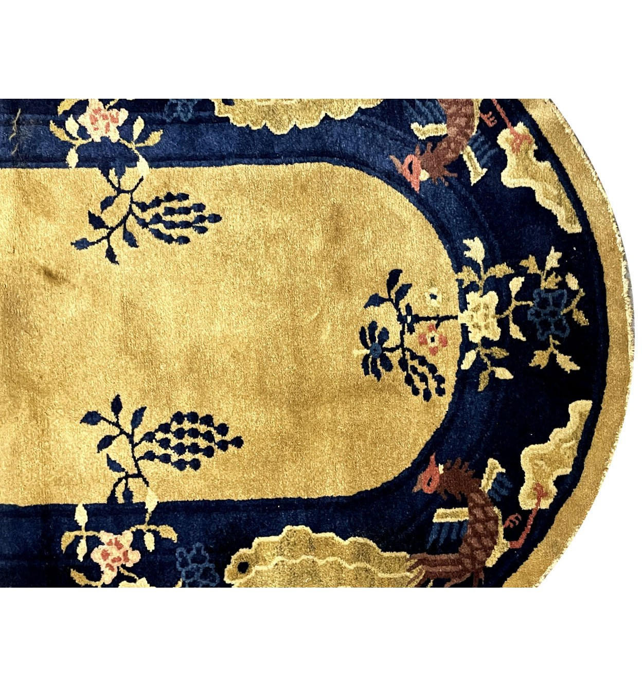 3 x 6 Antique Oriental Art Deco Oval Rug