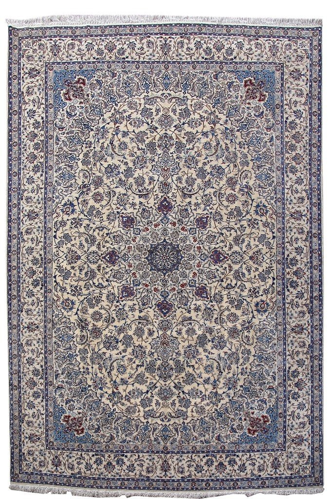 8 x 12 Persian Nain 6 LAA Wool & Silk Rug | signed by master weaver