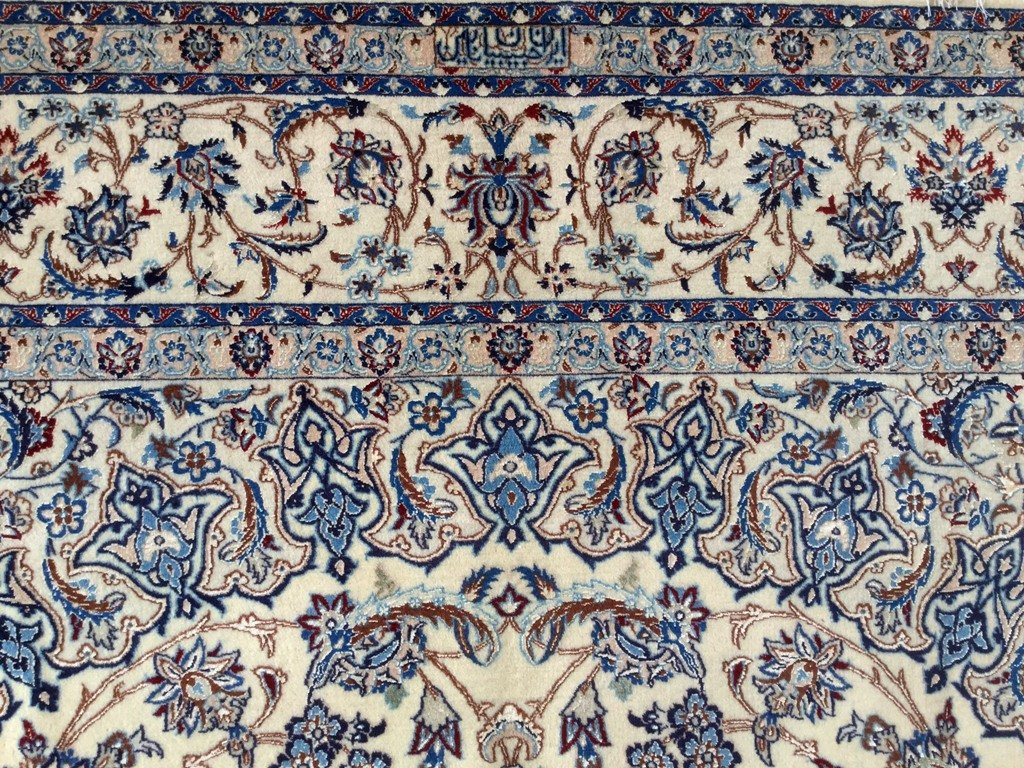 8 x 12 Persian Nain 6 LAA Wool & Silk Rug | signed by master weaver