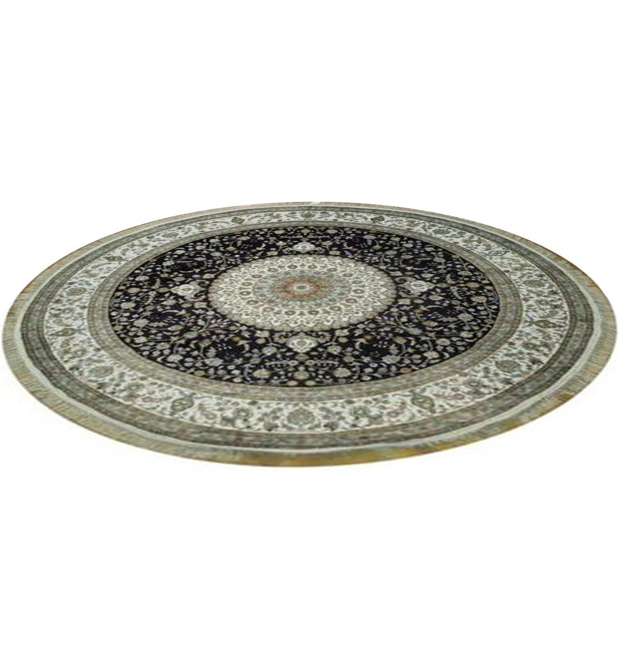 10 x 10 All Silk Oriental Tabriz Round Rug